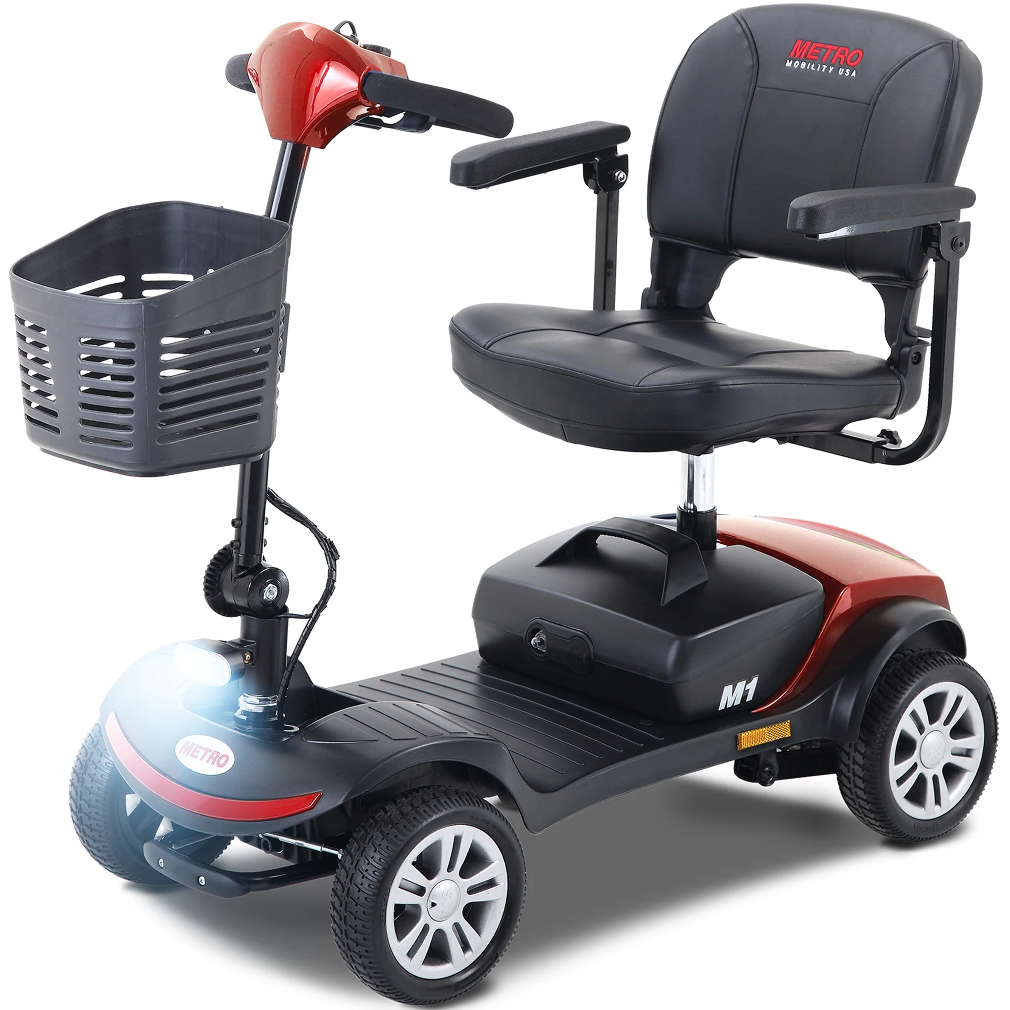 Segmart Mobility Scooter for Elderly, Durable Heavy Duty 4 Wheel Seniors Mobile Device with Lights, 300lbs, Red - Womvr