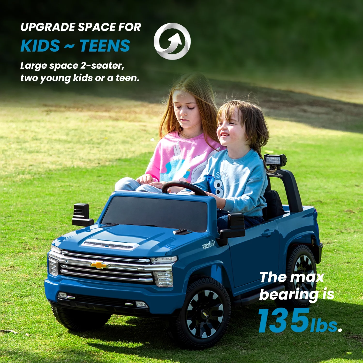 Track 7 24V Ride on Car, Licensed Silverado HD 2 Seater Electric Car for Boys Girls Age 3+, 24V Ride on Truck w/Remote Control, Music, ABC, Pink - Womvr