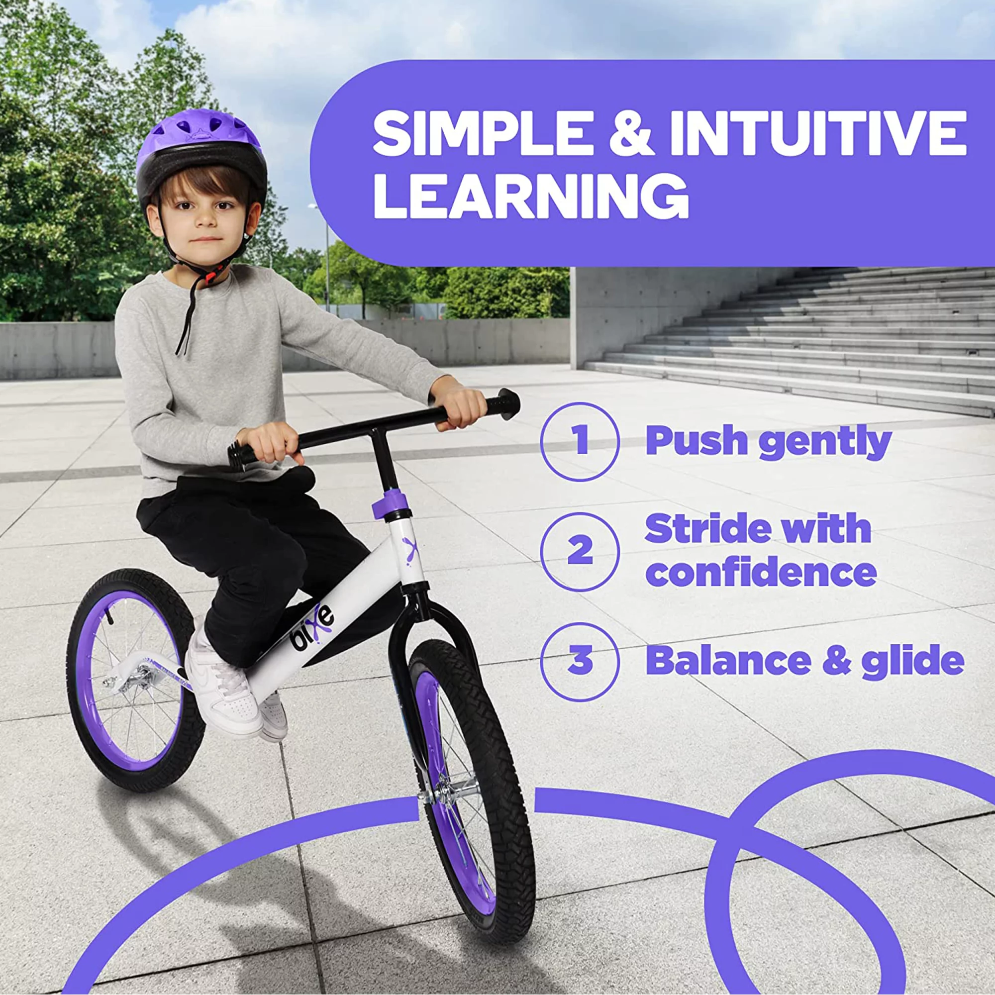 Bixe Aluminum Kids Balance Bike Lightweight 16” No-Pedal Training Bike, Purple - Womvr