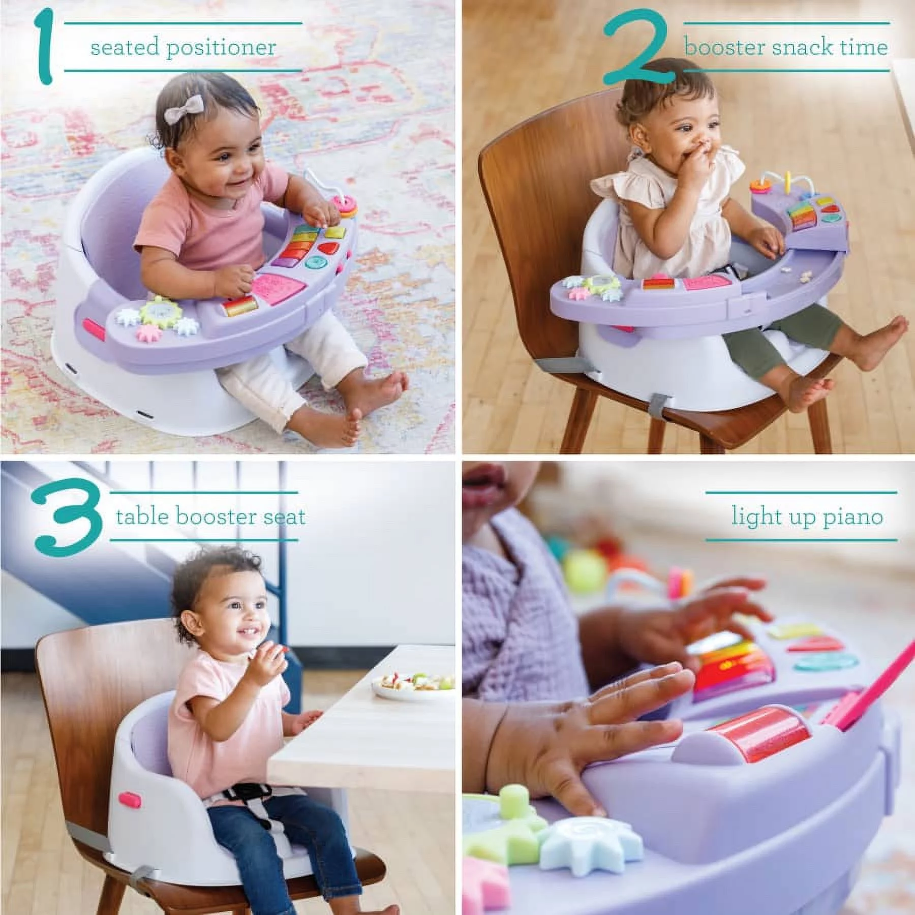 Infantino Music & Lights 3-in-1 Discovery Seat and Booster for Babies and Toddlers, Unisex, Teal - Womvr