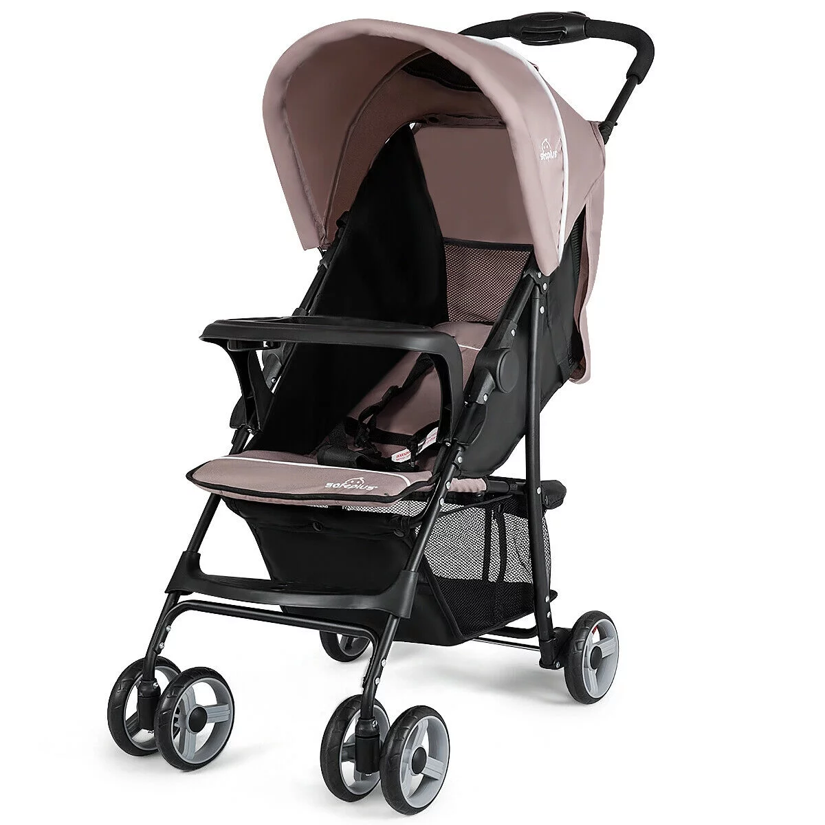Costway Foldable Lightweight Baby Stroller Kids Travel Pushchair 5-Point Safety System Coffee - Womvr
