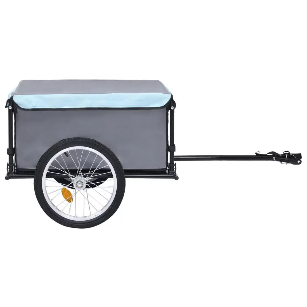 vidaXL Bike Cargo Trailer Black and Blue 143.3 lb 2589 - Womvr