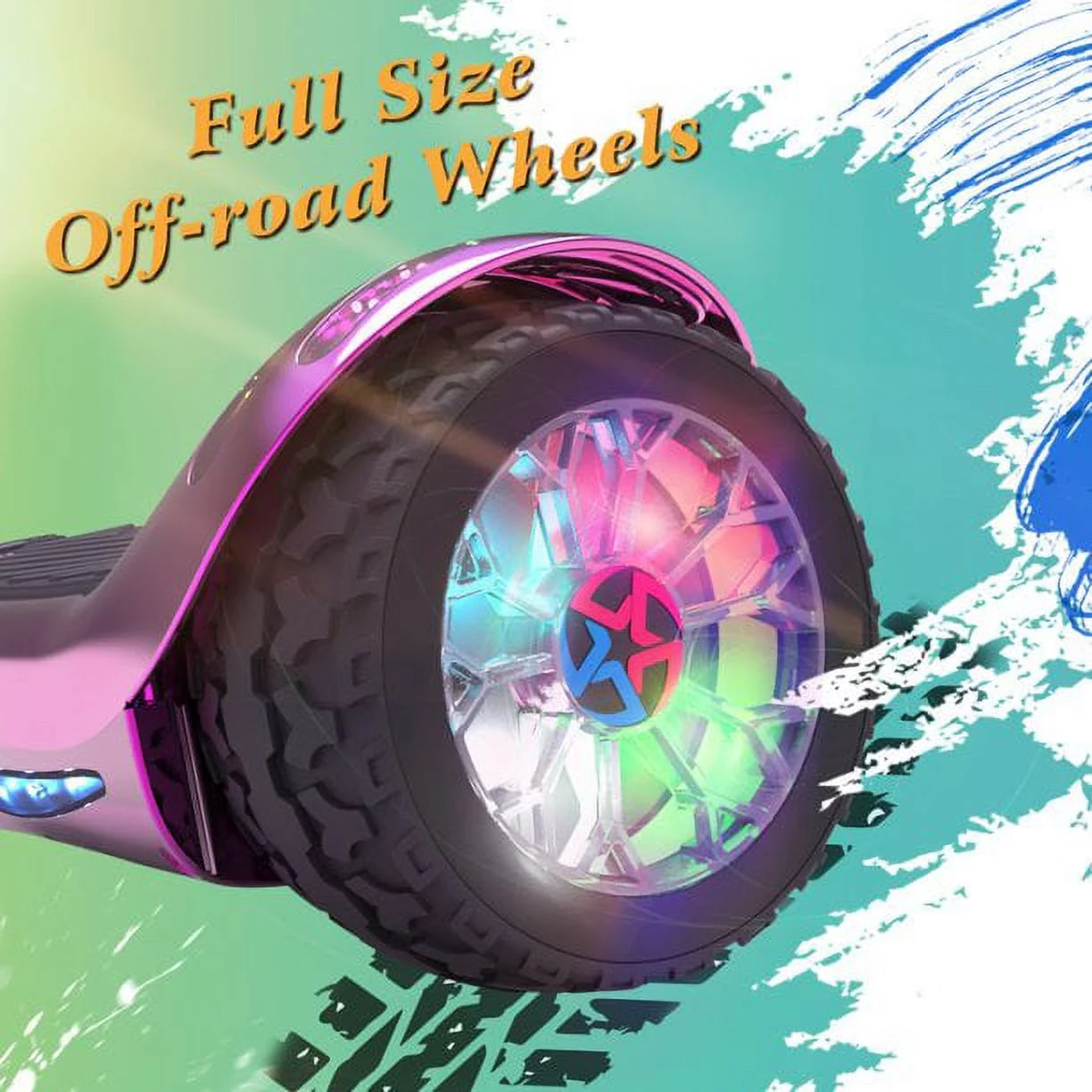 Hoverstar ul2272 Hoverboard All-Terrain LED Flash Wide All Terrian Wheel, Blue - Womvr