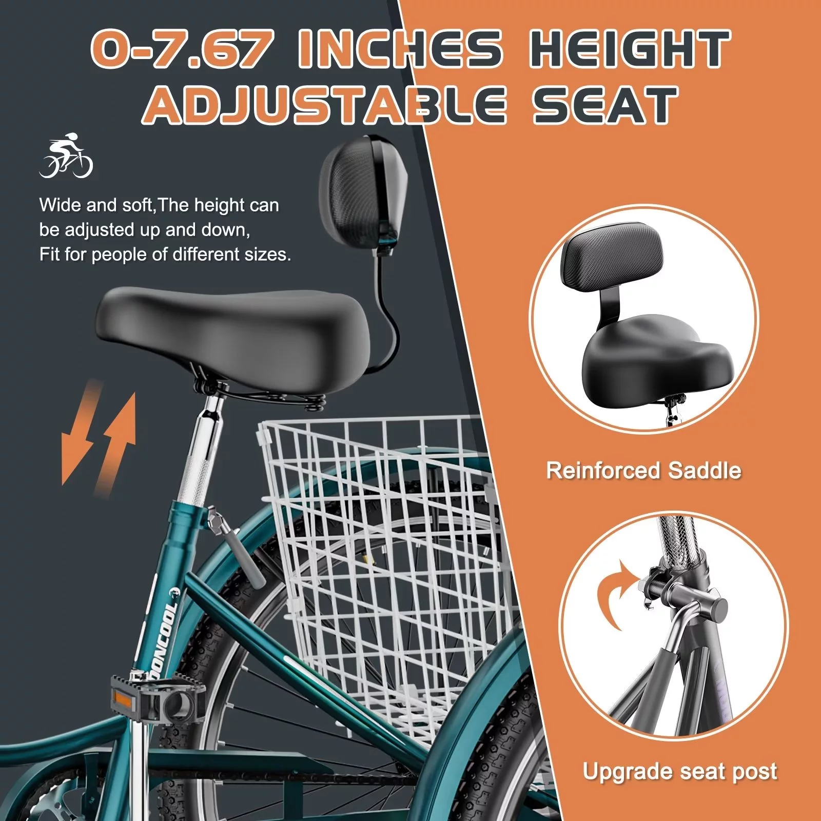 Lilypelle Adult Tricycles 7 Speed 20/24/26 Inch Three Wheel Bike Cruiser Trike with Low-Step Through Frame/Large Basket for Men, Women, Seniors - Womvr