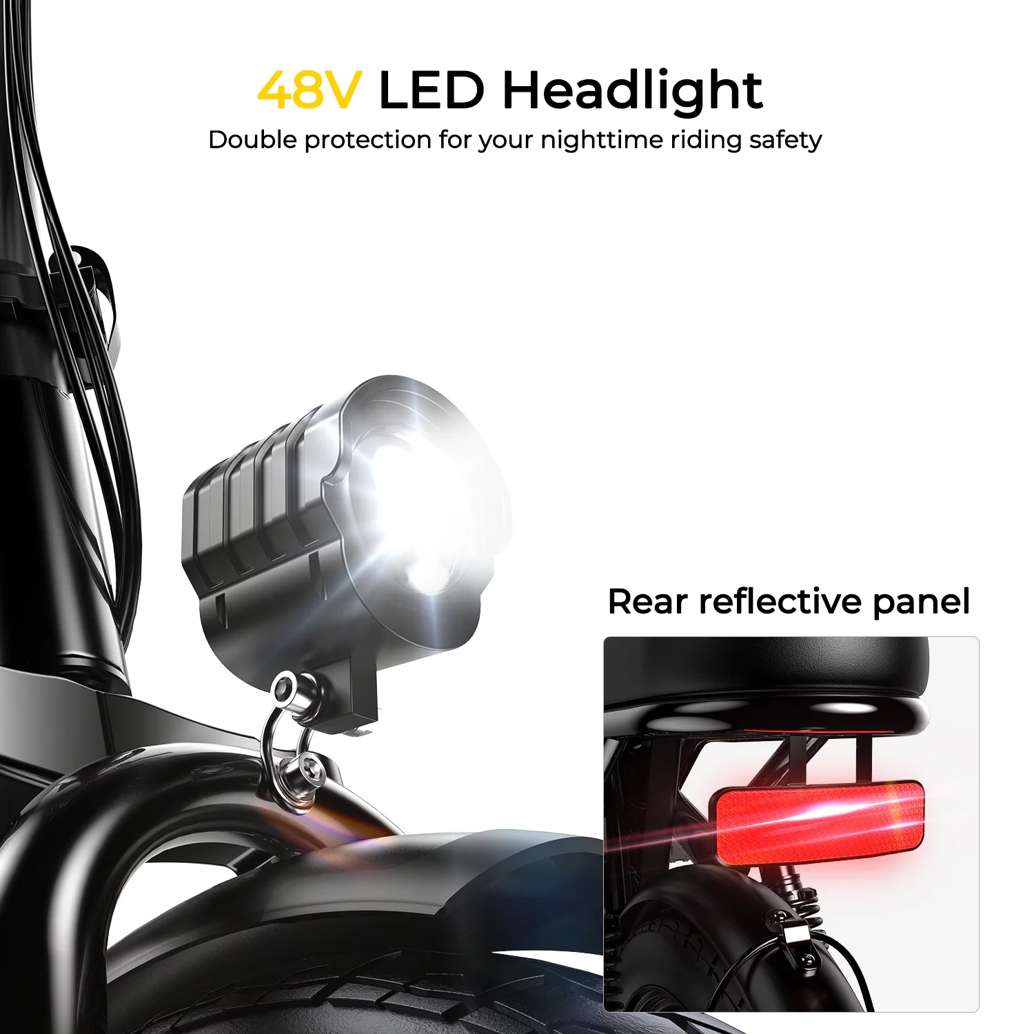 SOHAMO Electric Bike w/400W Motor and 48V 13Ah Removable Battery Folding Ebike for Adults and Teens, Full Suspension, 3 Levels Assist, 14