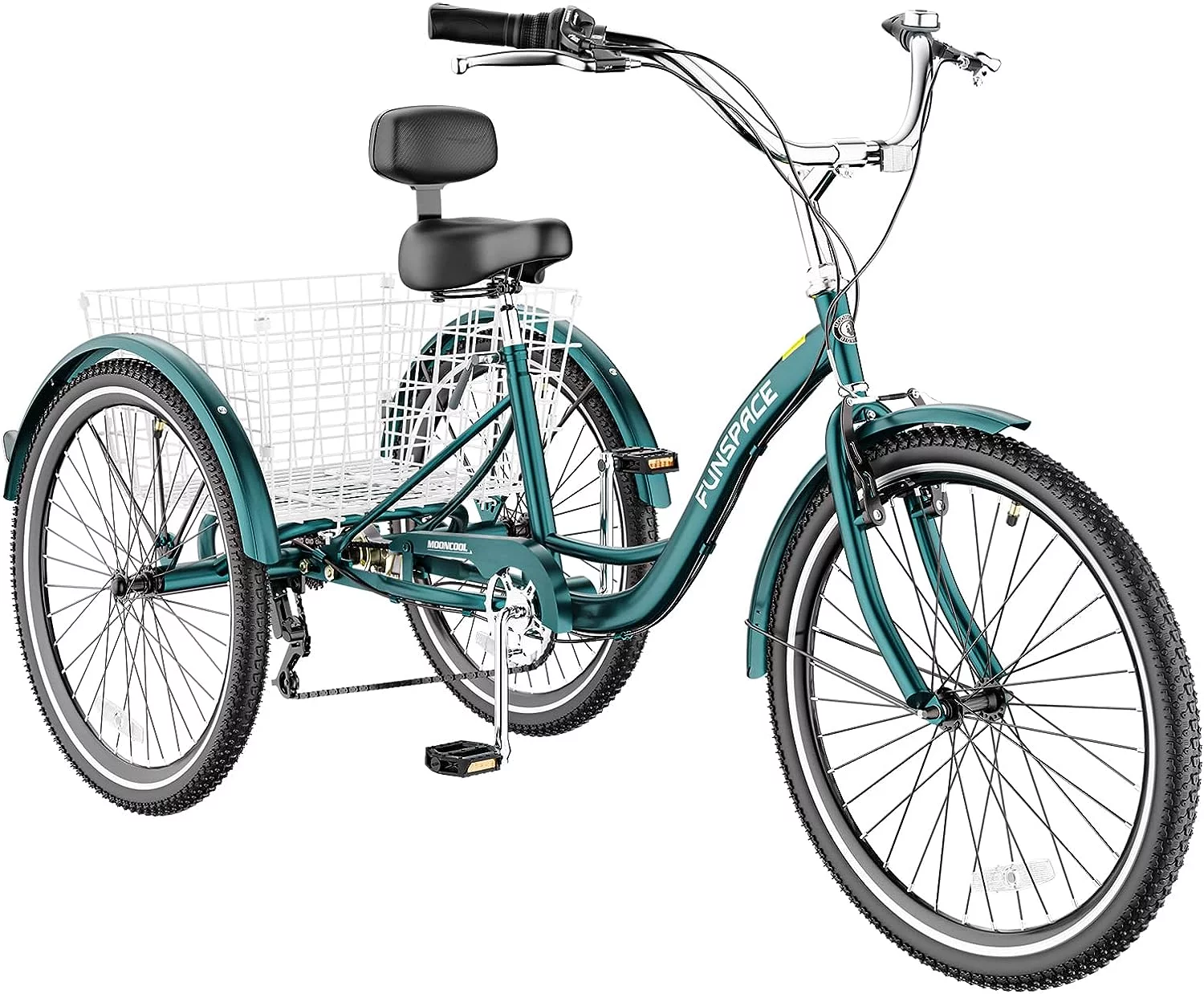 MOONCOOL Adult Tricycles with Rear Basket, 24 26 inch 7 Speed 3 Wheel Bikes, Three-Wheeled Bicycles Adult Trike with Backrest for Seniors, Women, Men - Womvr