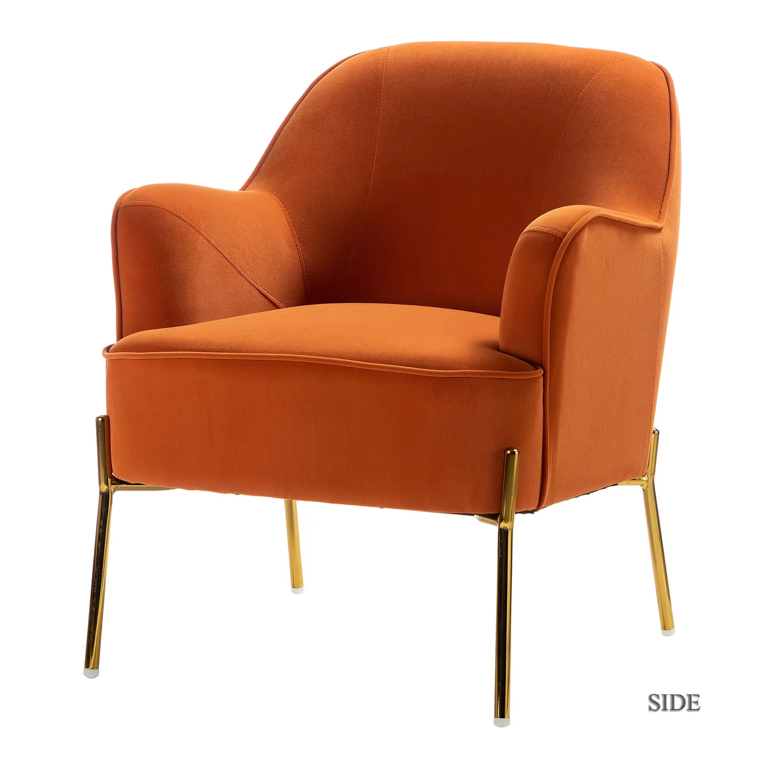 Velvet Upholstered Accent Chair Metal Legs Curved Backrest Lounge Home Armchair Bedroom Adult Pink - Womvr