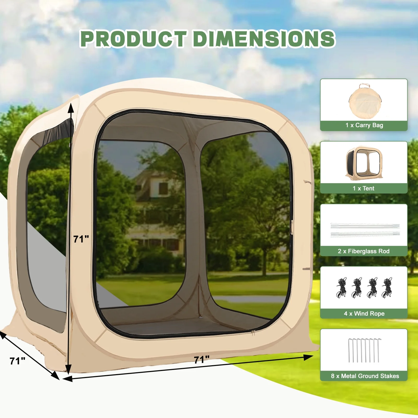 NAIZEA Instant Pop-Up Sports Mesh Tent, Outdoor Screen House Tent - Womvr