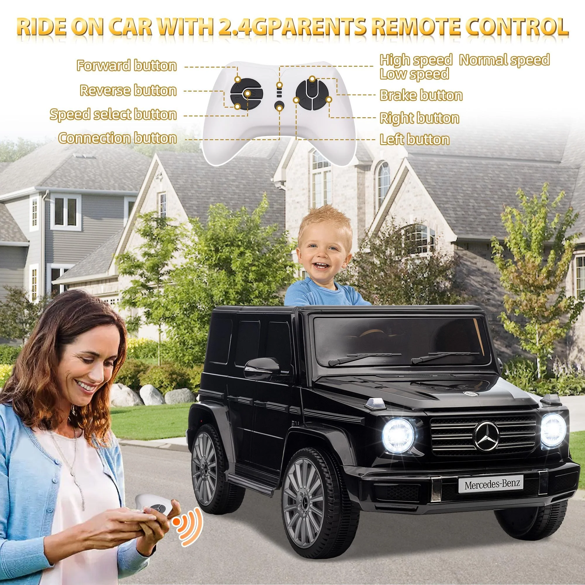 24V Ride on Car with Remote Control for Kids Mercedes Benz Ride on Car Toy for Boys and Girls 3-6 Years Old, Electric Vehicle, Bluetooth, LED Light, White - Womvr