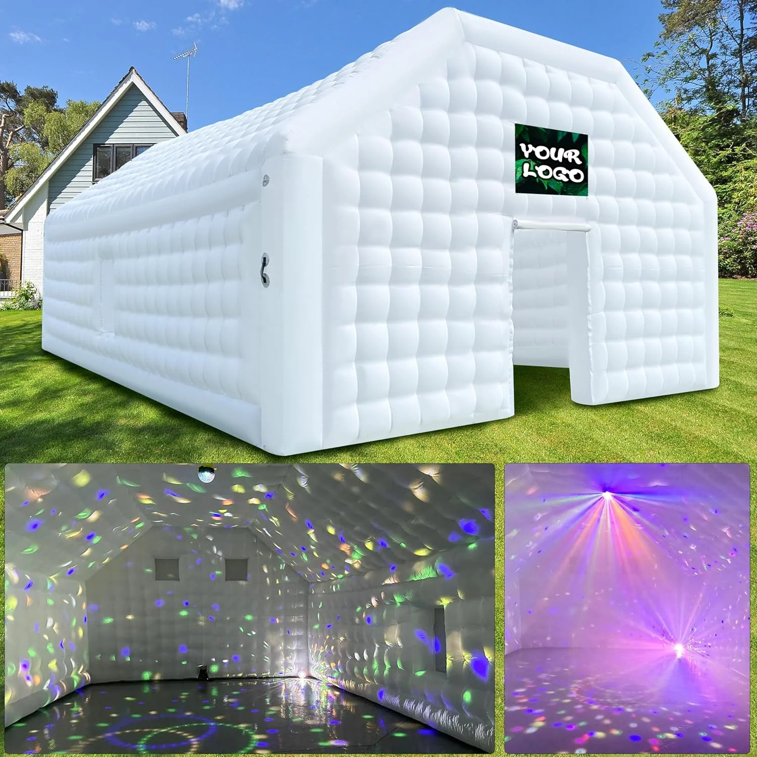 WARSUN Large Black Inflatable Night Club 30x20x13Ft Inflatable Party Tent with Logo Area Disco Cube Gazebo Event House - Womvr