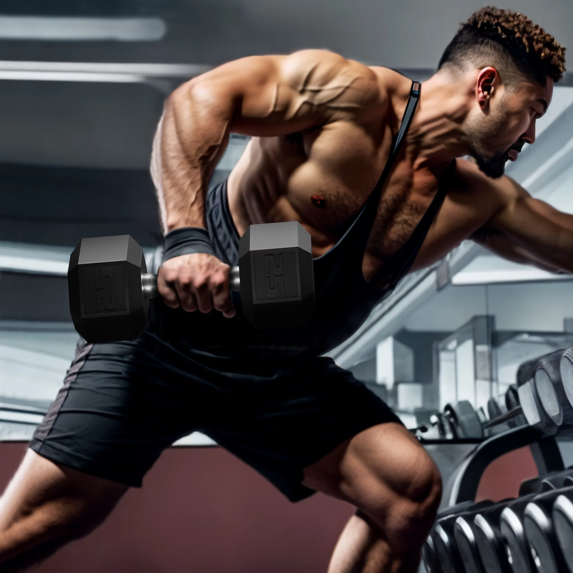 Antzz Dumbbells Set of 2 Exercise Fitness Dumbbell for Home Gym Free Weights Hand Hex Dumb Bells Black 25LB - Womvr