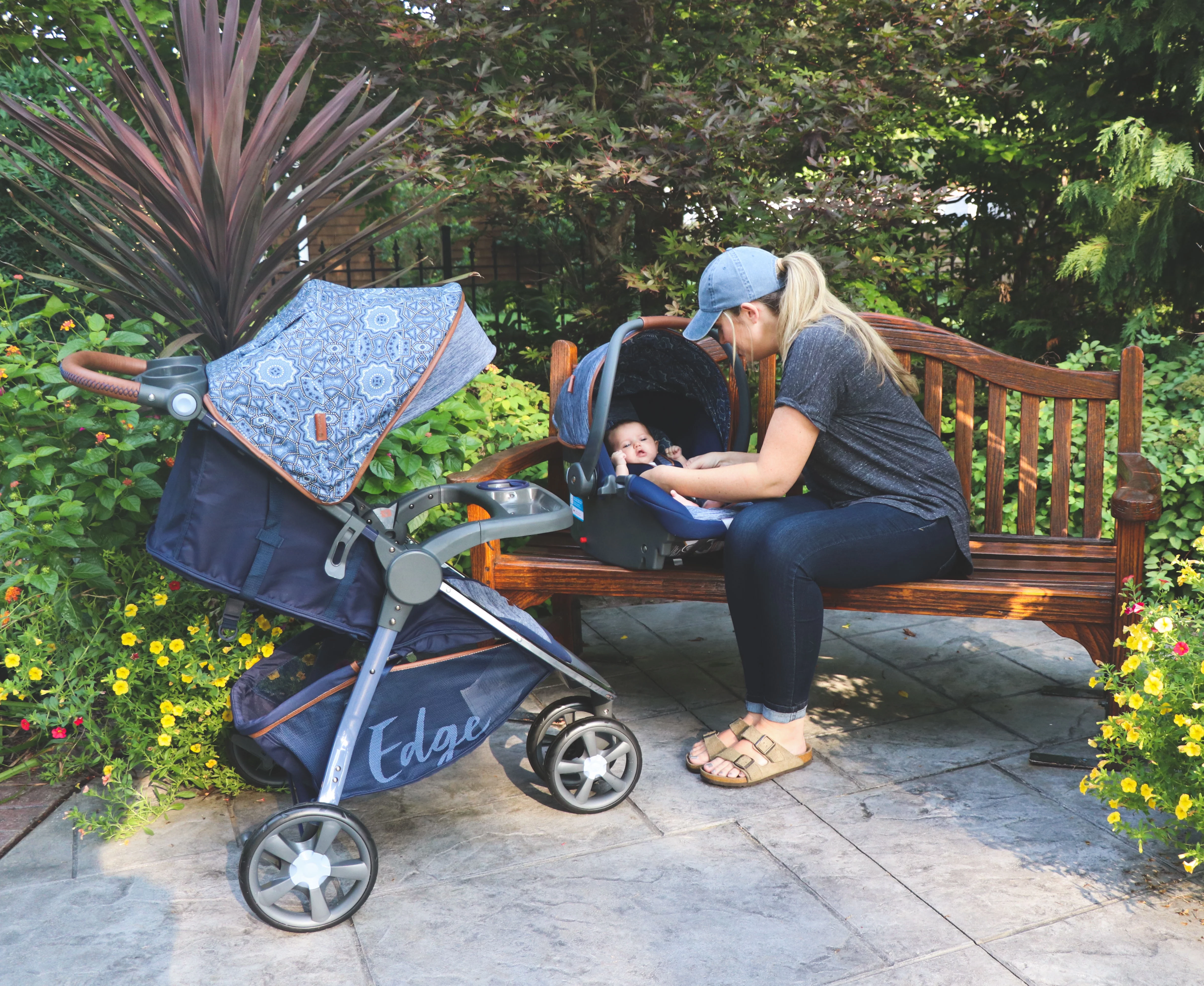 Monbebe Edge Travel System Stroller and Rear-Facing Infant Car Seat, Boho - Womvr