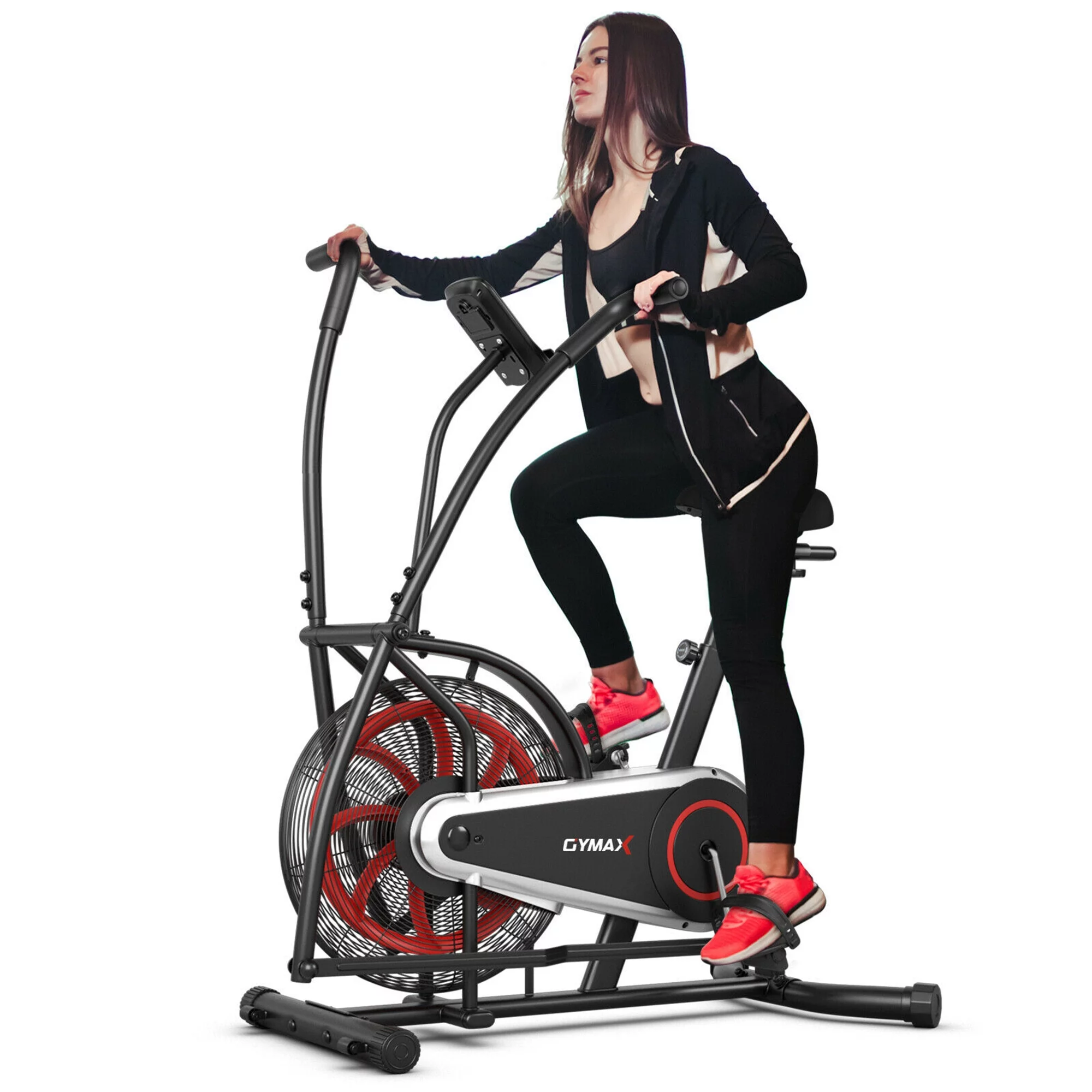 Gymax Unlimited Resistance Airdyne Bike Fan Exercise Bike with Clear LCD Display - Womvr