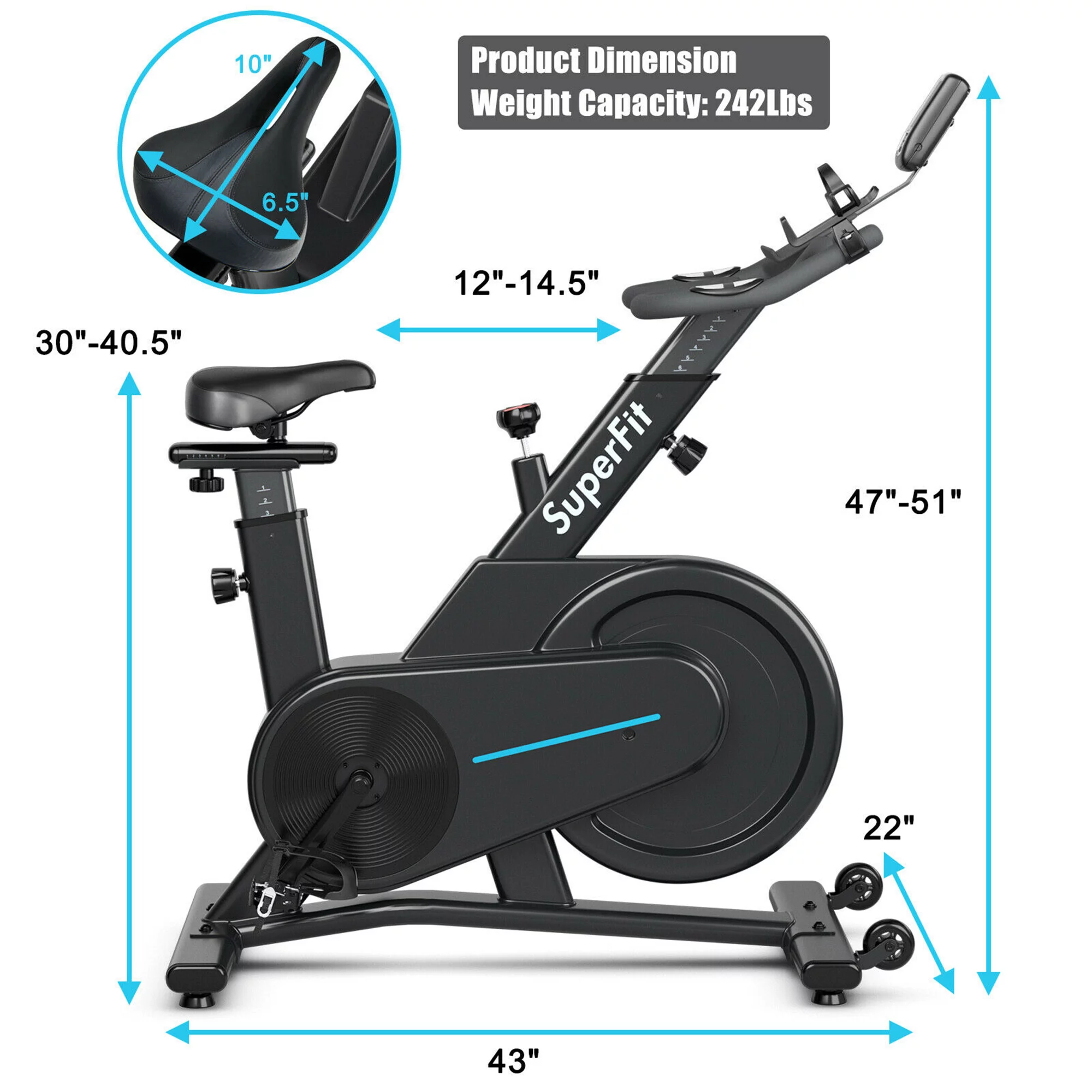 Gymax Magnetic Exercise Gym Bike Indoor Cycling Bike w/Adjustable Seat Handle - Womvr
