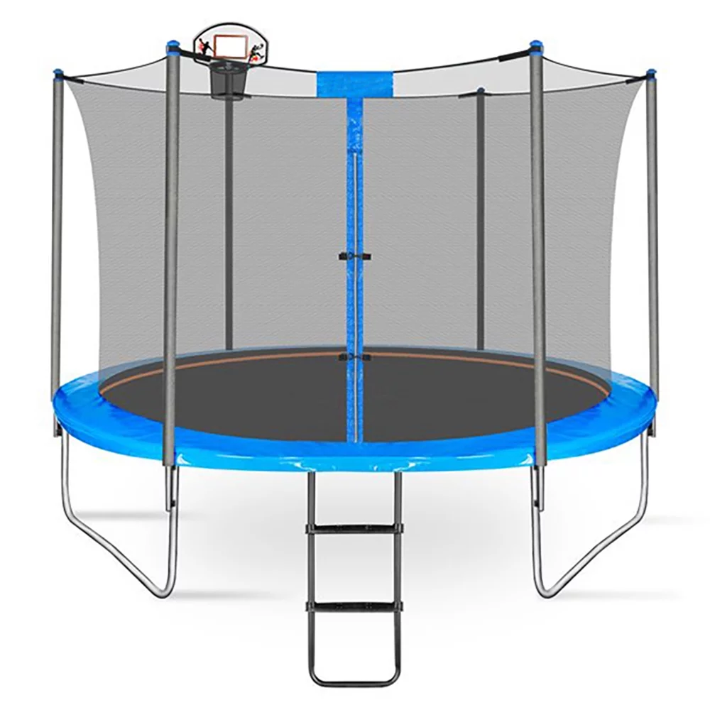 Trampoline for Kids, 14ft Trampoline with Basketball Hoop, Kids Trampoline for Ourdoor with Ladder, W-Shaped Leg for More Sturdy,  72 pcs Springs - Womvr