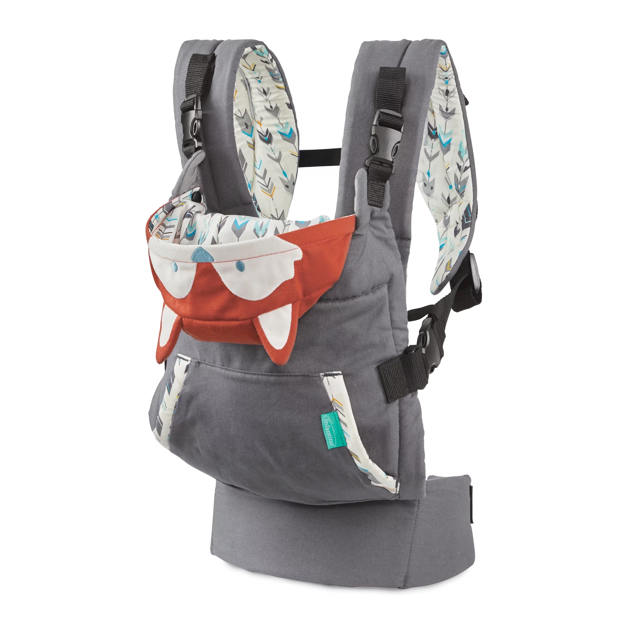 Infantino Cuddle-up Ergonomic Hoodie Baby Carrier, 2-Position, 12-40lb, Gray Fox - Womvr