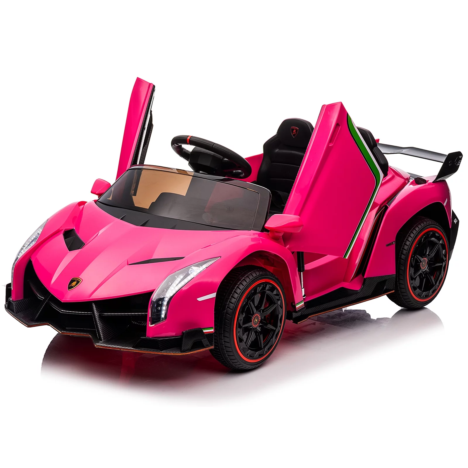 UBesGoo Electric Ride On Car 12V Licensed Lamborghini for Kids Girl, Parent Control, LED Headlights - Pink - Womvr