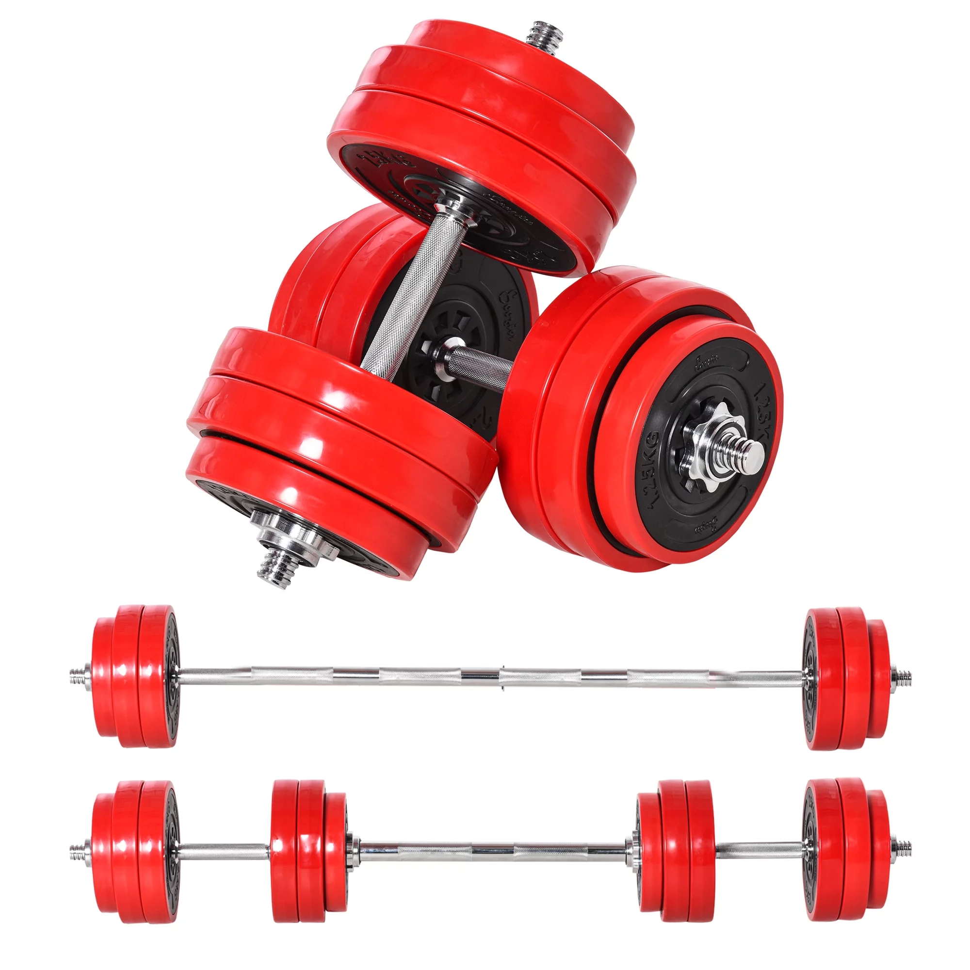 Soozier Adjustable Dumbbell Set, 66lbs Convertible to Barbell Weight Set for Home Gym Women and Men Weight Lifting Training - Womvr