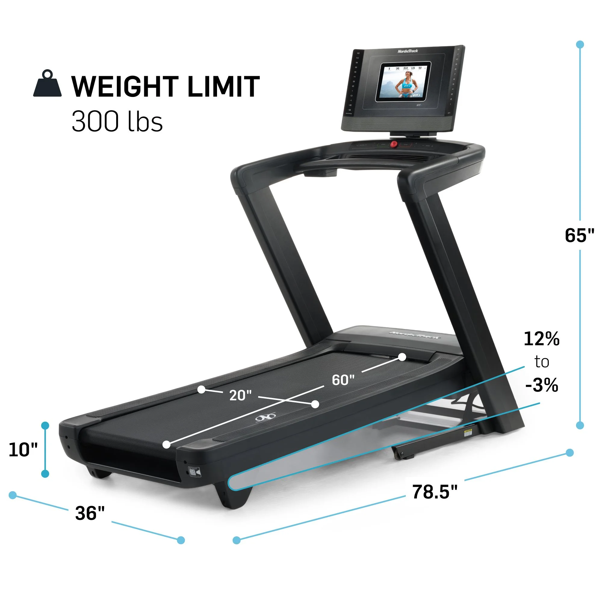 NordicTrack Commercial Series 1250; iFIT-Enabled Incline Treadmill for Running and Walking with 10” Pivoting Touchscreen and Bluetooth Headphone Connectivity - Womvr