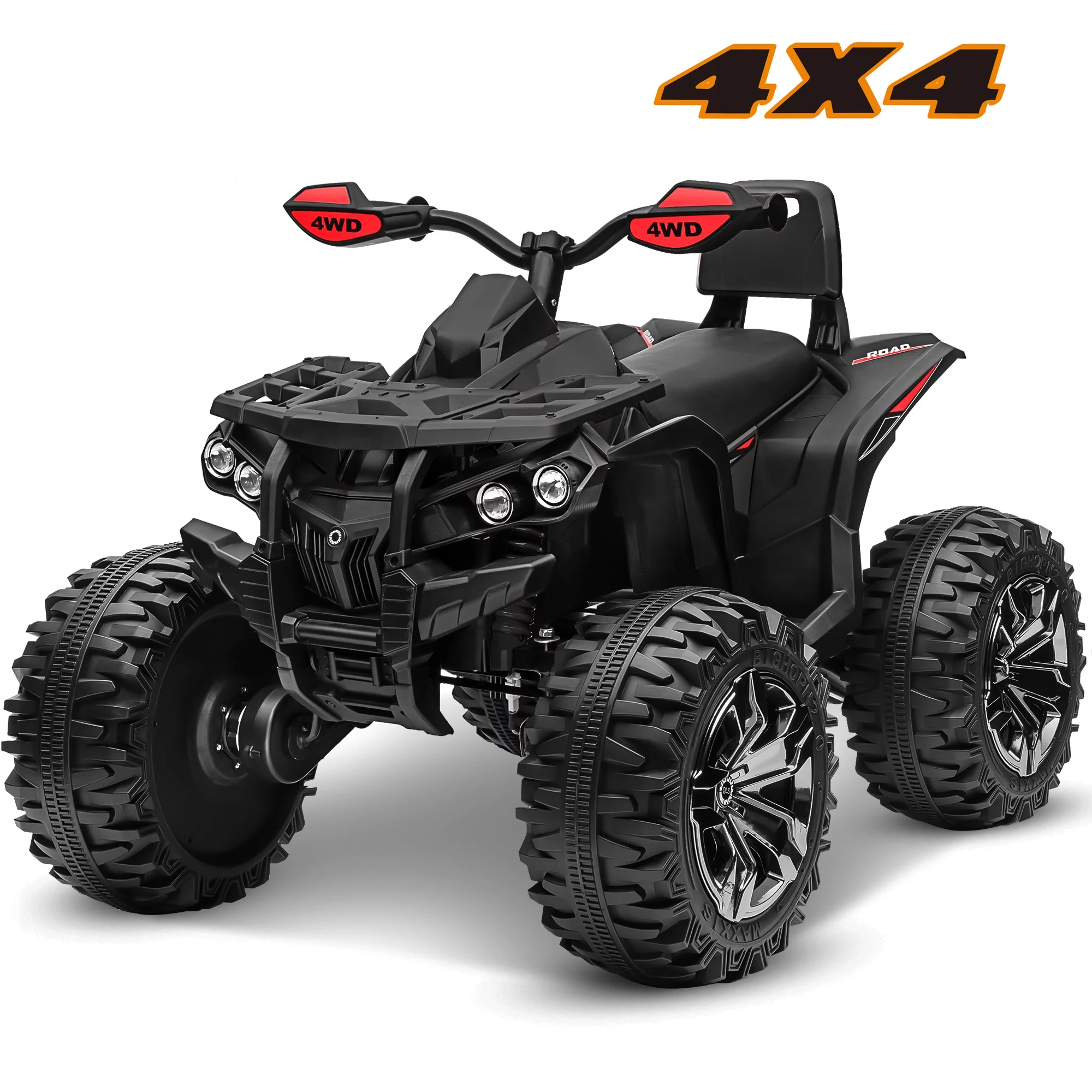 4x4 Kids Ride on ATV, 2 Seater 24 Volt Ride on Toys, 800W 4-Wheeler Quad Car for Big Kids, Black - Womvr
