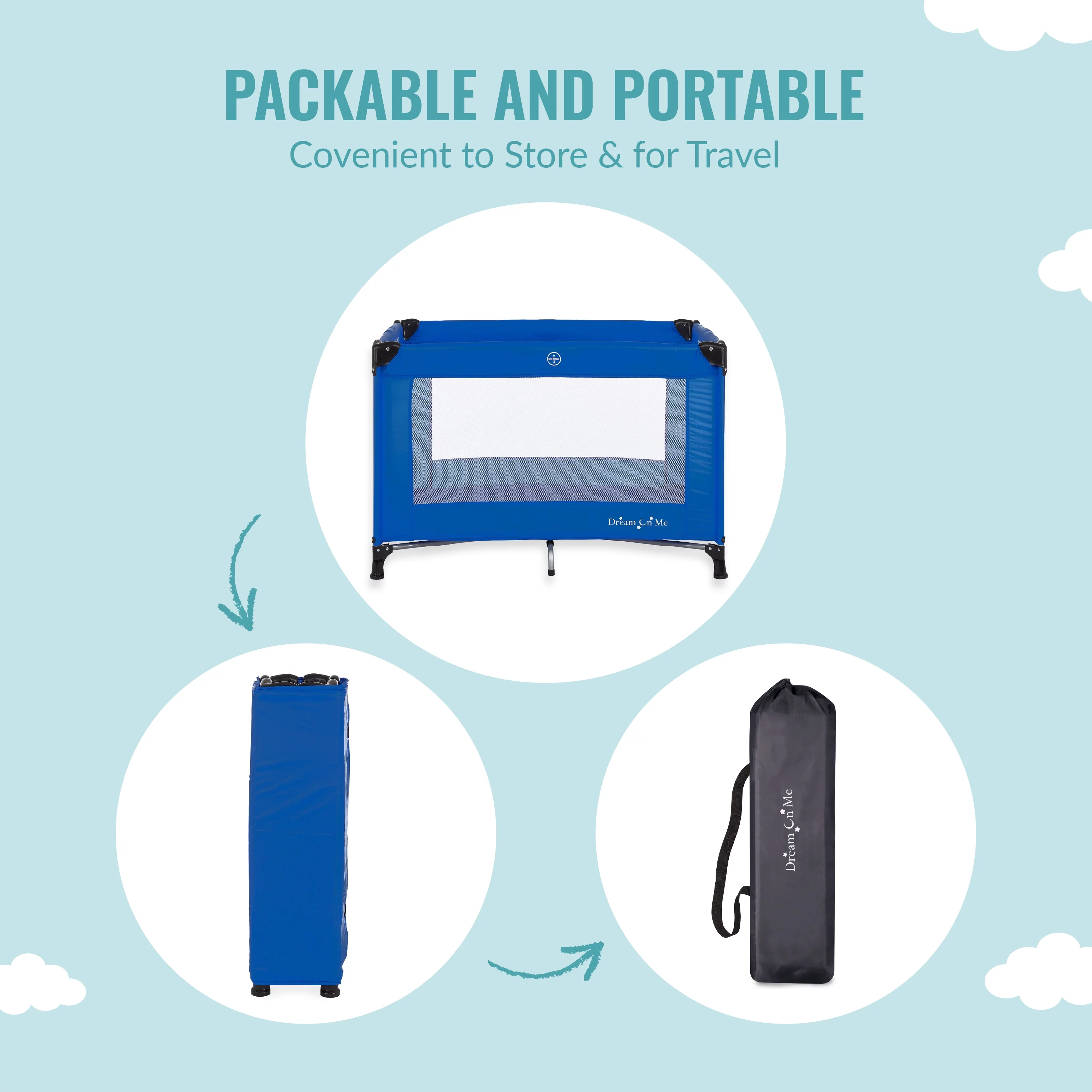 Dream On Me Nest Portable Play Yard with Carry Bag and Shoulder Strap, Pink - Womvr