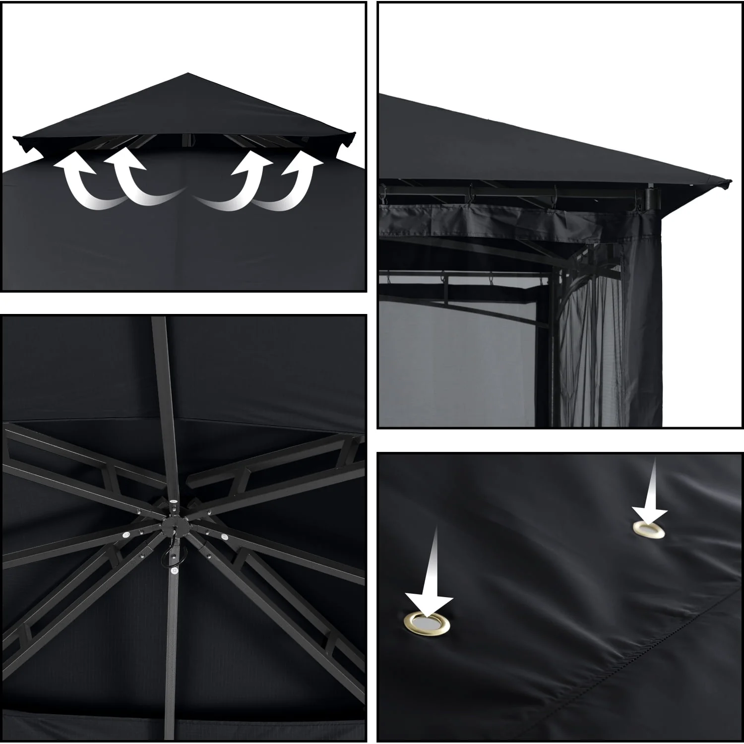 ABCCANOPY 9'x9' Patio Gazebo With Mosquito Netting and Double Soft Roof Canopies for Shade and Rain,Rust Red - Womvr