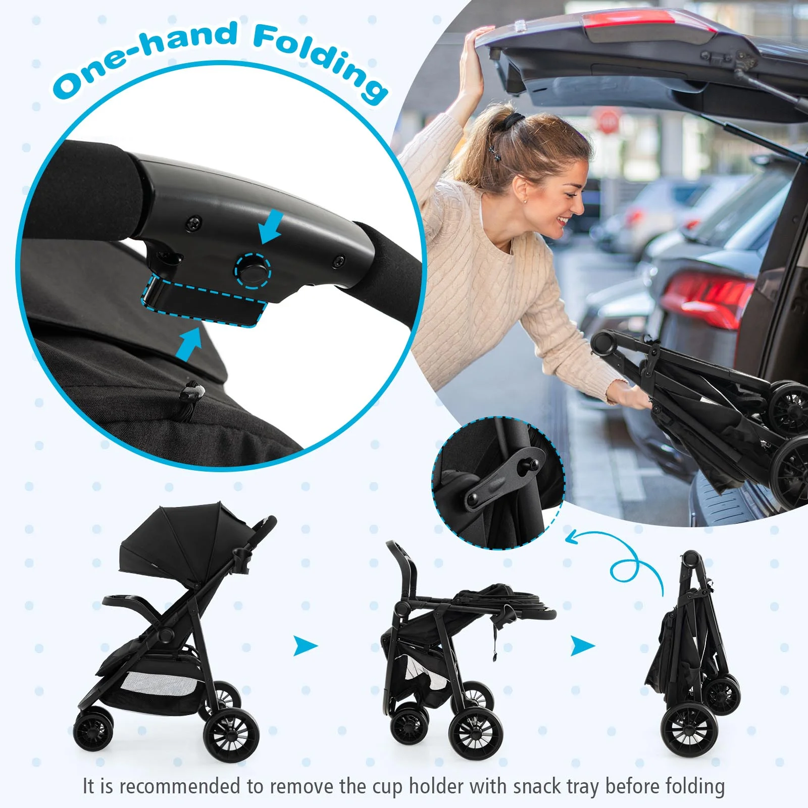 Baby Jogging Stroller Jogger Travel System w/Adjustable Canopy for Newborn Grey - Womvr