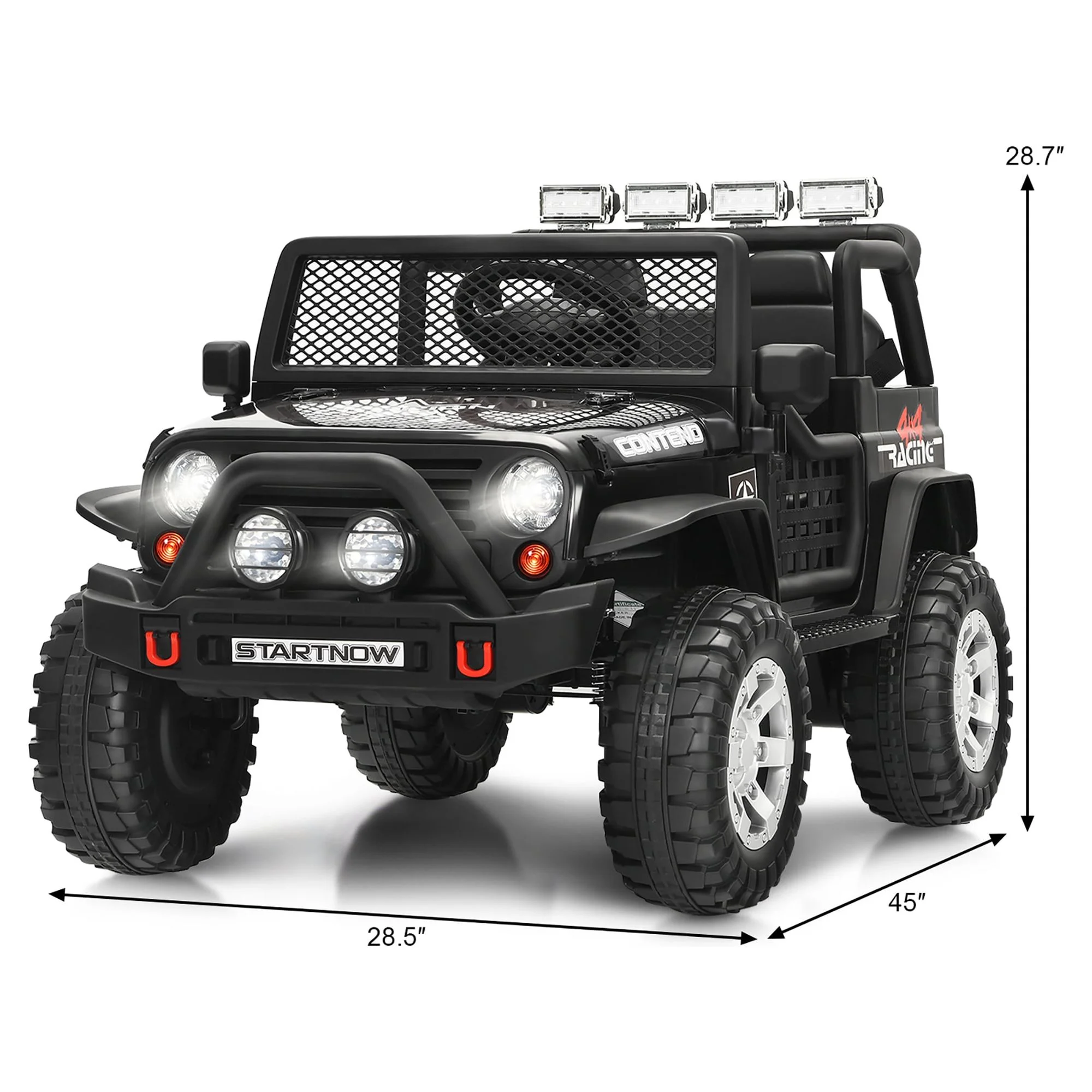 Costway 12V Kids Ride On Truck Remote Control Electric Car with Lights&Music Red - Womvr