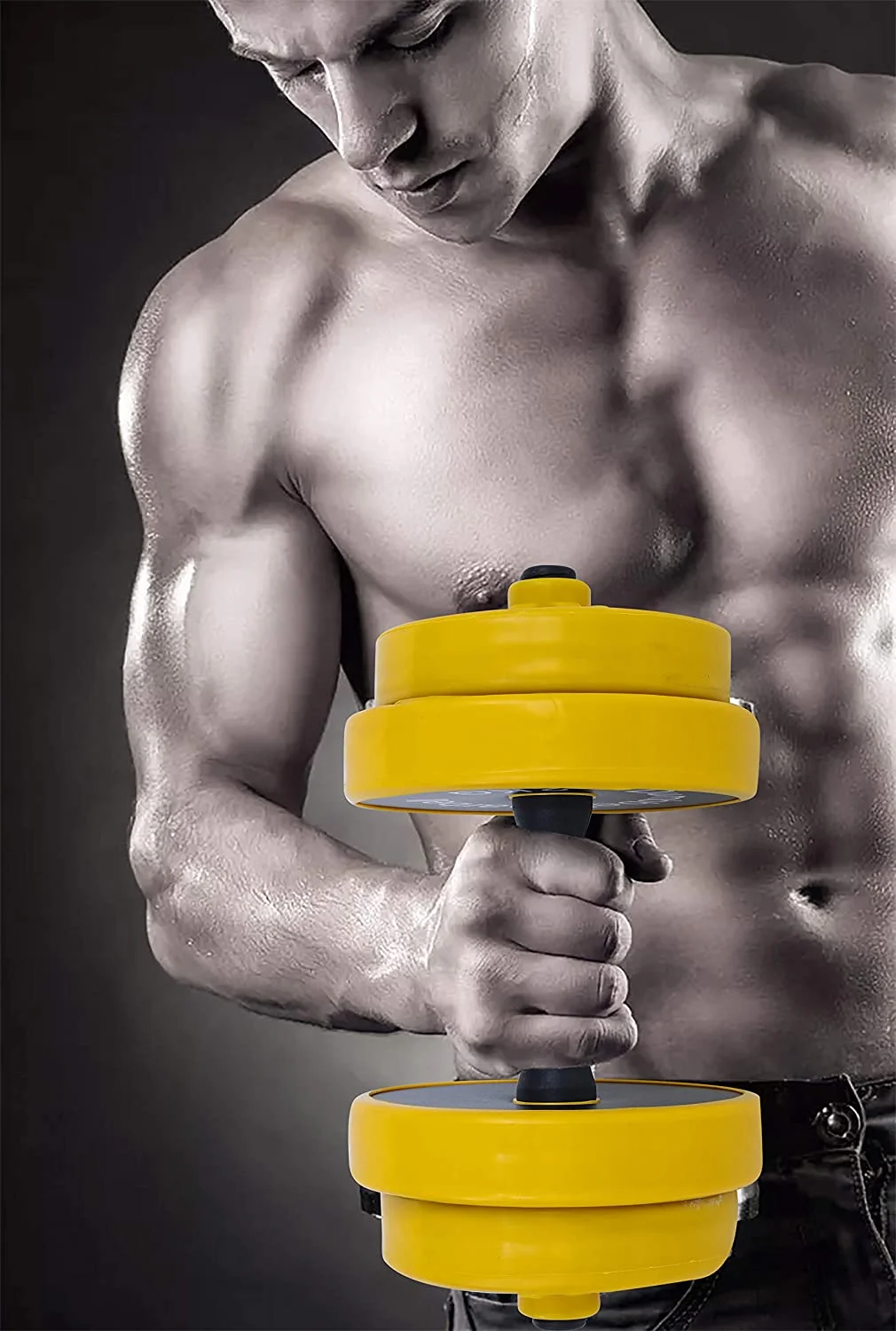 NiceC Adjustable Dumbbell Barbell Weight Pair, Iron Weight Plate, Free Weights 2-in-1 set, Non-Slip Neoprene Hand, All-purpose, Home, Gym, Office (22Lb Barbell or 11Lb Dumbbell Pair) - Womvr