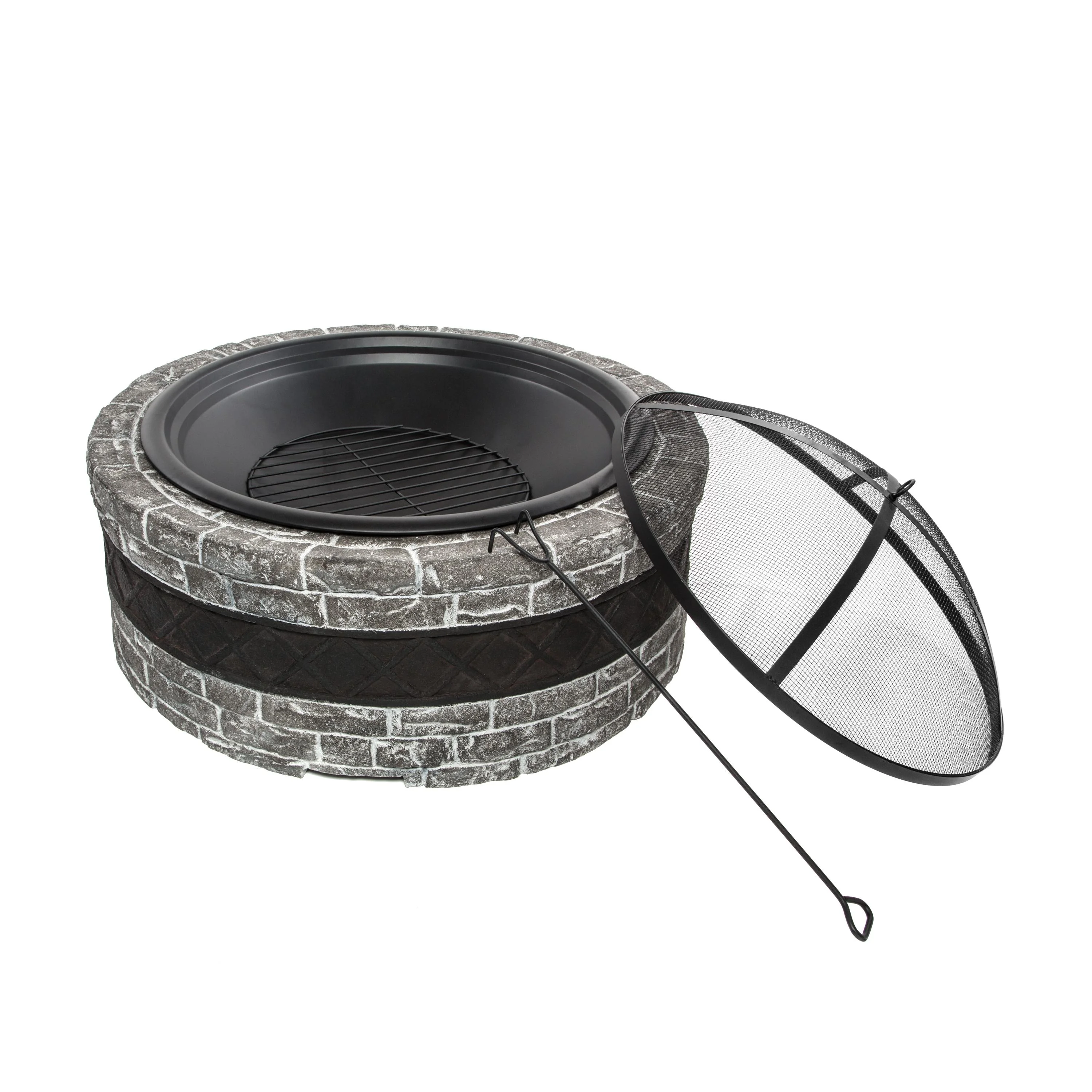 Sun Joe Wood Burning Fire Pit with Dome Screen & Poker, 35