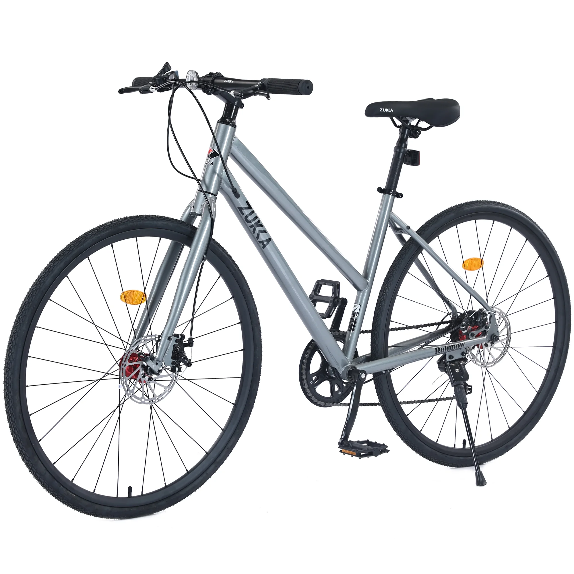 Zukka Hybrid Bicycle Road Bike for Women Girl Aluminum Alloy 700C 7 Speed Light Blue City Bike - Womvr