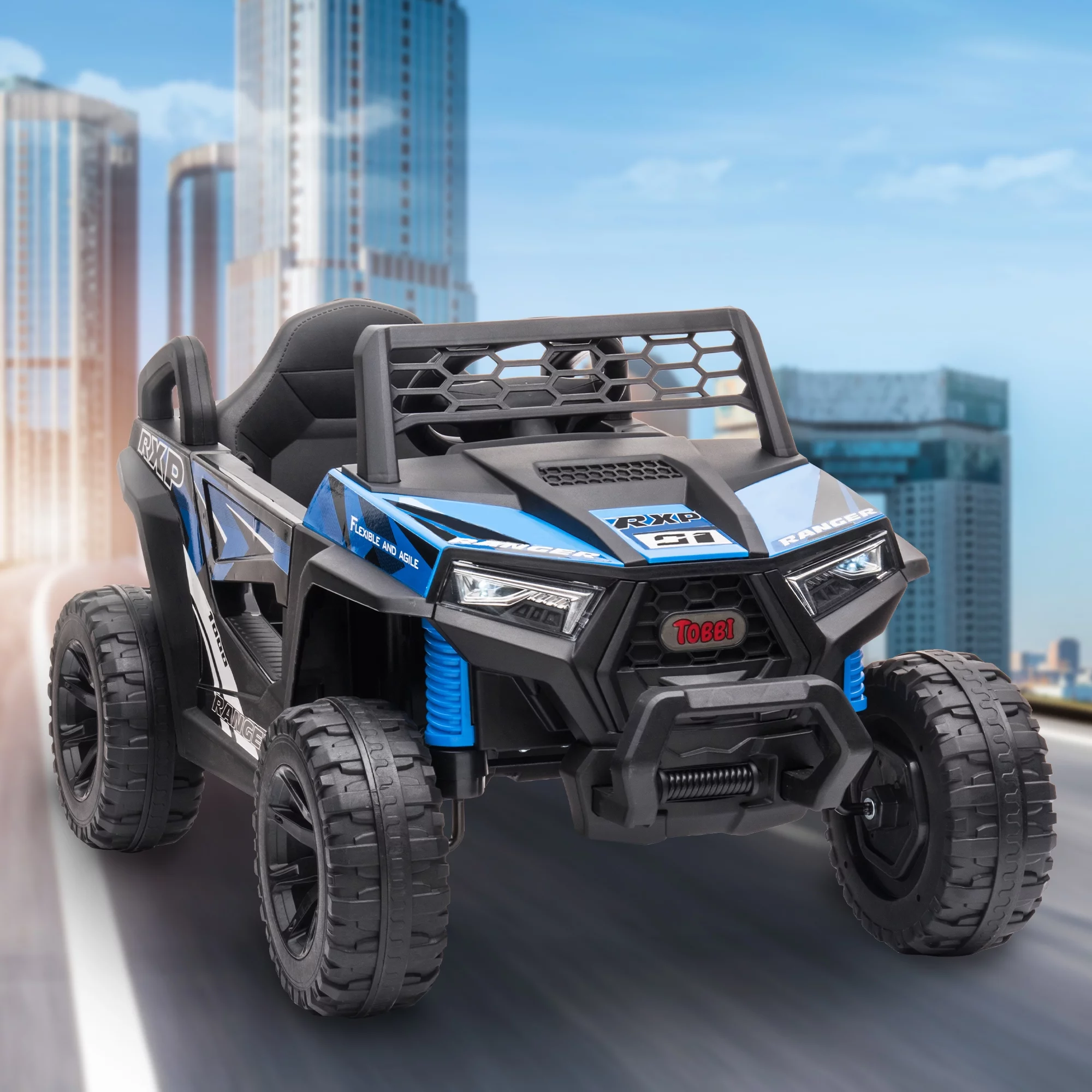 TOBBI 12V Kids Electric off-Road UTV Truck Car Battery Powered Ride on Toys for Girls with LED Headlights, Music, Horn - Womvr