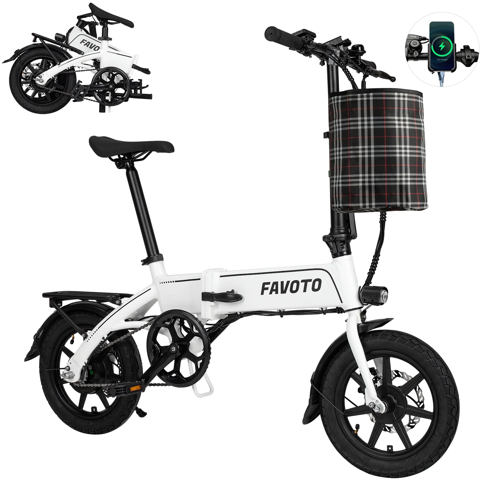 Favoto Folding Electric Bike for Adults - Lightweight 38LBS Ebike with 36V10.4Ah Removable Battery, Range 45 Miles Electric Bicycle Commuting - Womvr