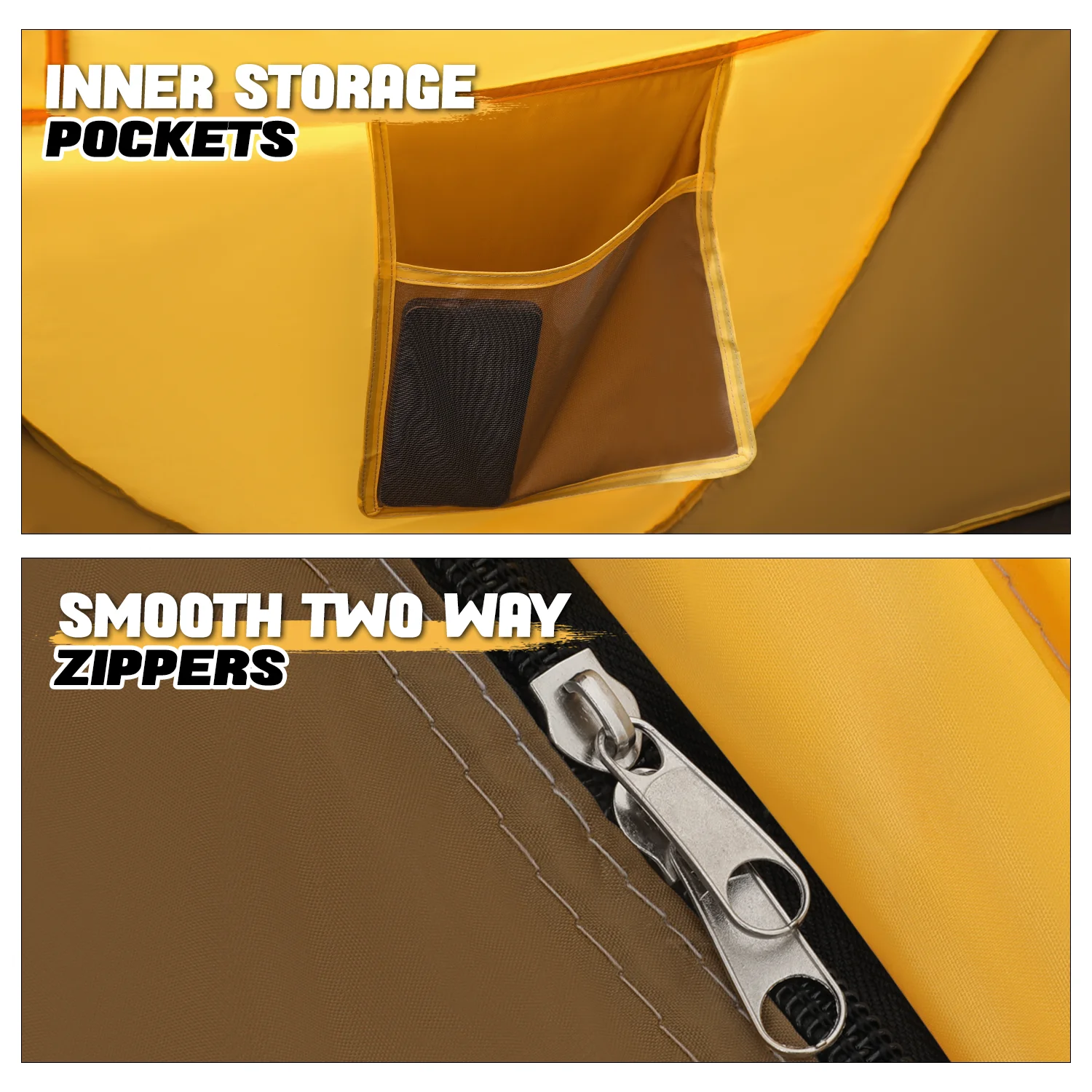 MoNiBloom Tent 3 Person Outdoor Pop Up, Family Travel Weatherproof Tent, 2 Doors and Side Windows with Carry Bag, Yellow - Womvr