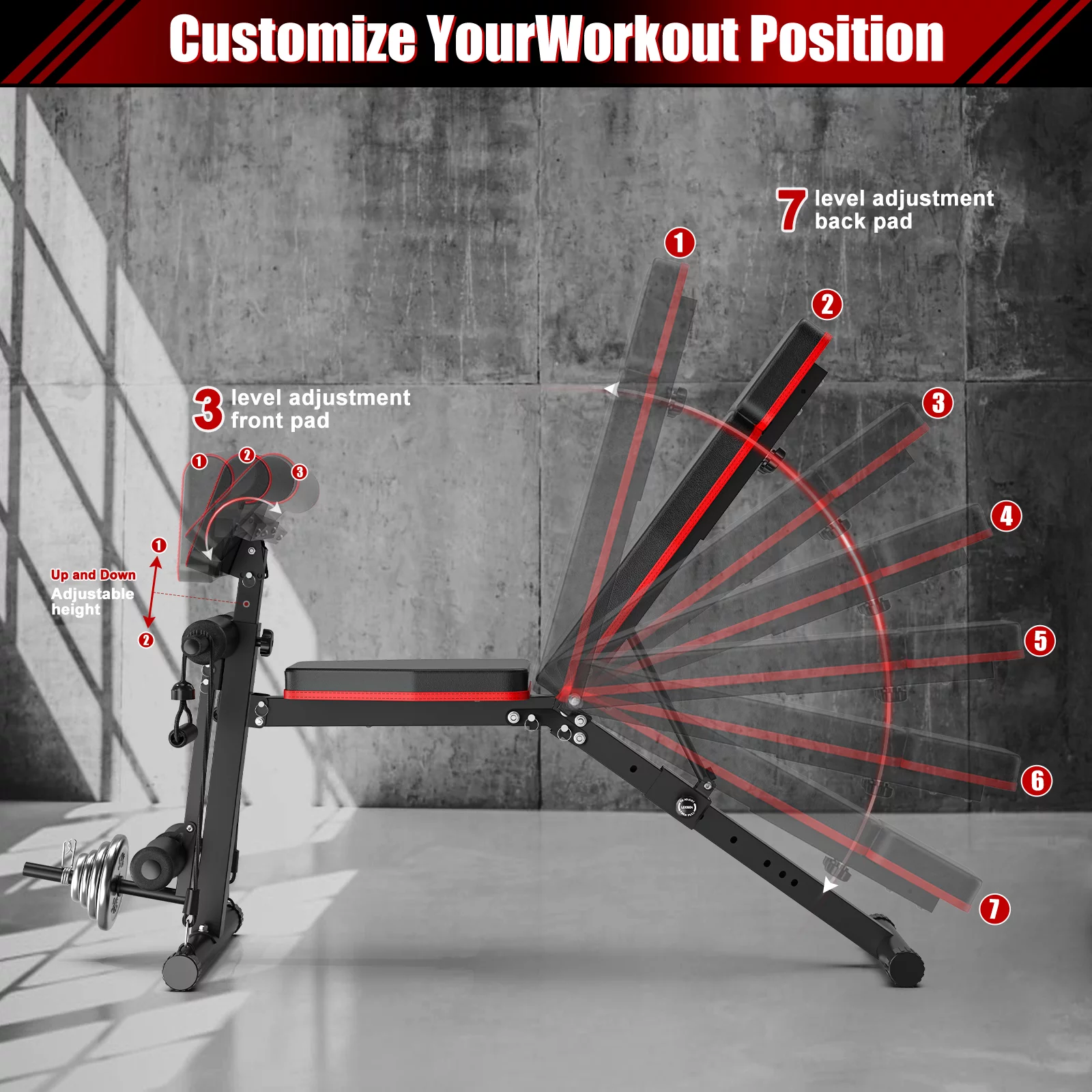 GIKPAL 770 LB Adjustable Weight Bench Foldable Workout Bench Press for Full Body Strength Training, Incline Decline Bench with Fast Folding - Womvr