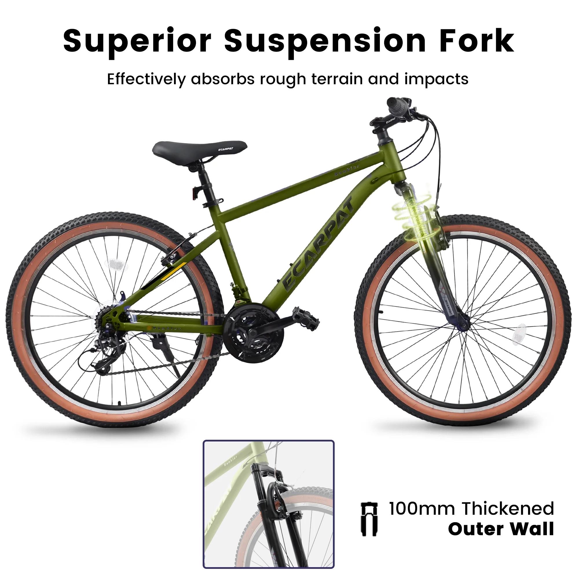 CHAMPIERRE 24 inch Mountain Bike for Men Women, Shimano 21-Speed Bicycle with Disc Brake Thumb Shifter, Black - Womvr