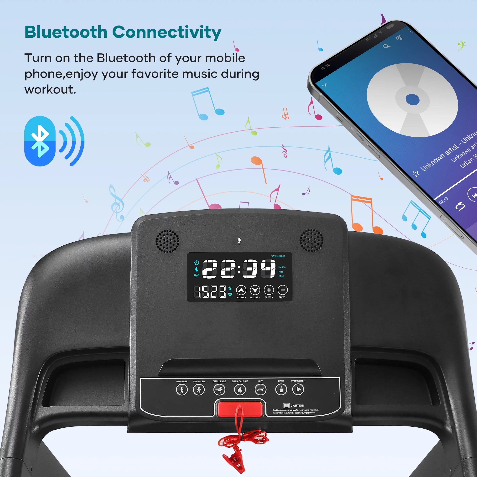 Treadmill with Auto Incline Bluetooth Voice Control  17