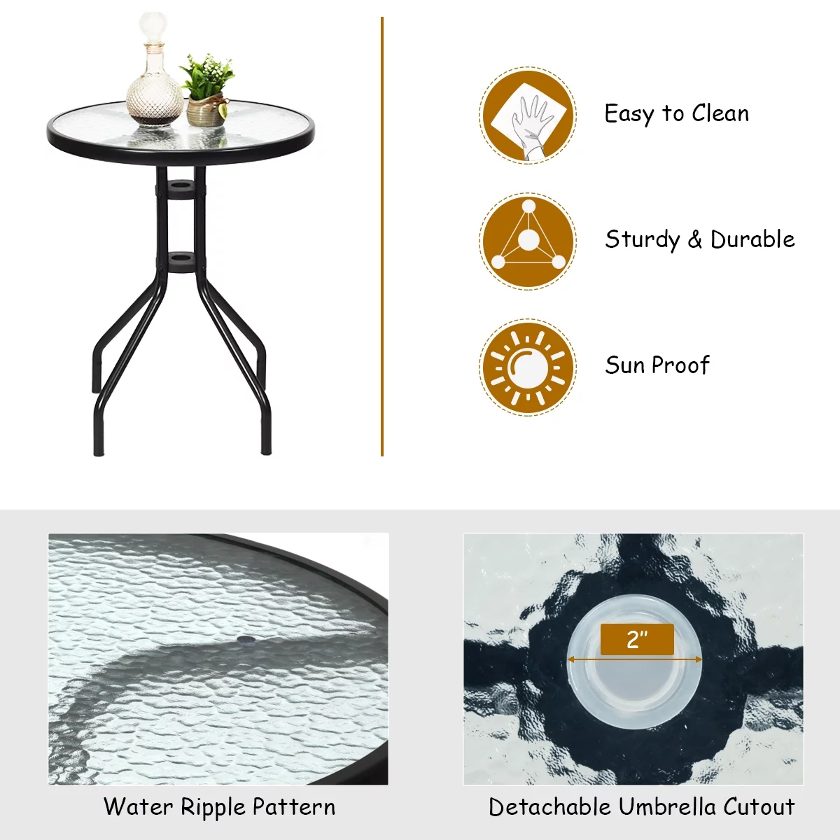 Gymax 3PCS Bistro Set Conversation Set Pub Patio Outdoor w/ Folding Chairs Table - Womvr