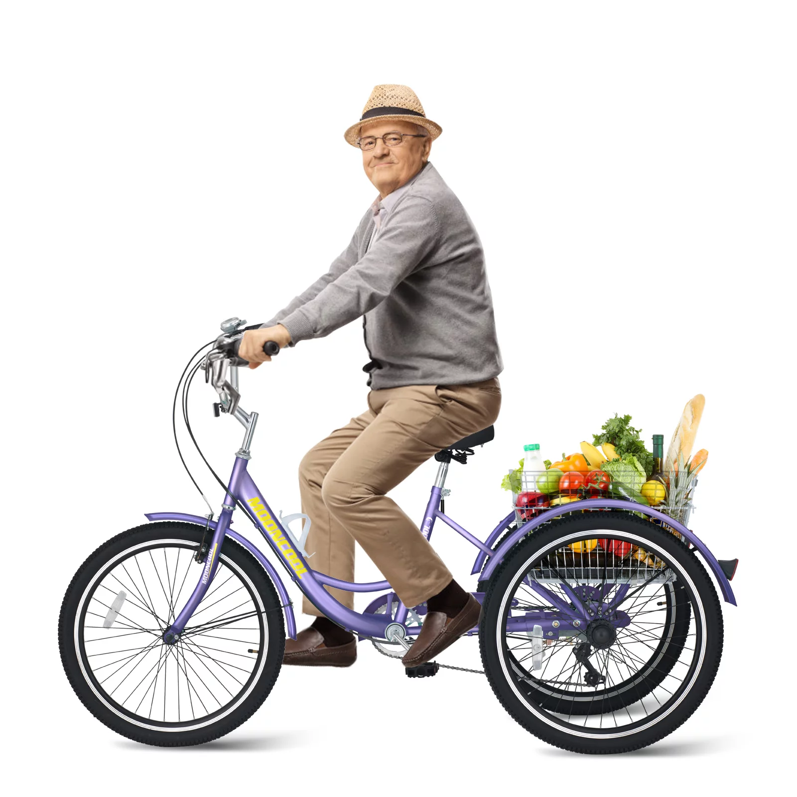 MOONCOOL Adult Tricycles, 3 Wheel 7 Speed Trikes, 20/24/26 inch Adult Trikes 3 Wheeled Bike with Basket for Seniors, Women, Men - Womvr
