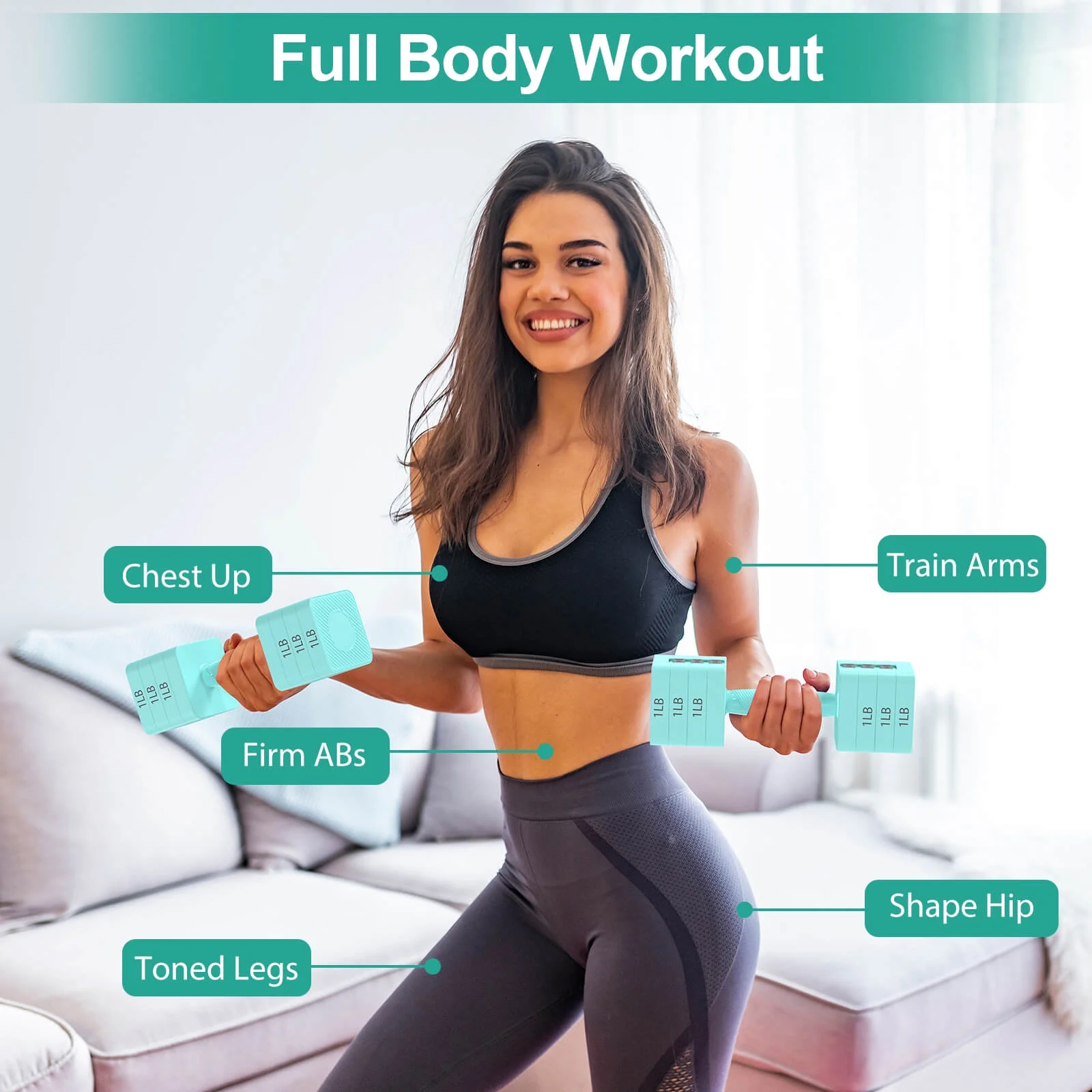 Adjustable Dumbbells Set of 2, Hand Weights Sets with 5 Levels 3lb, 5lb, 7lb, 9lb, 11lb, Adjustable Weight Dumbbells for Women/Men Home Gym Full Body Workout - Womvr