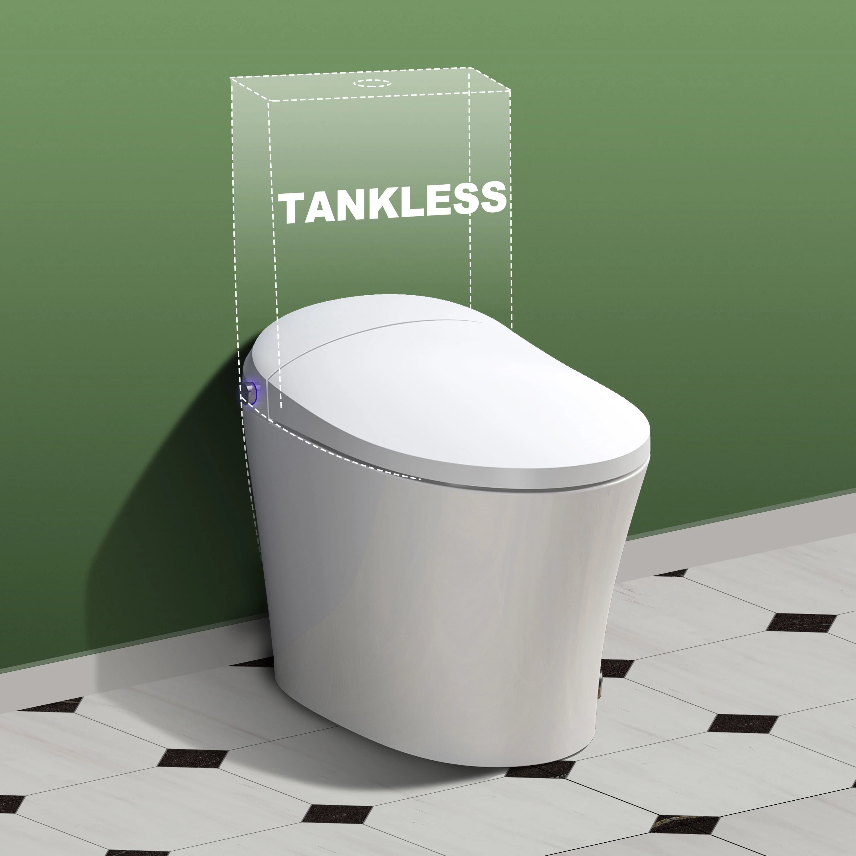Horow Smart Toilet with Heated Seat, Automatic Power Flush Tankless,Ceramic One Piece Toilets for Bathroom - Womvr