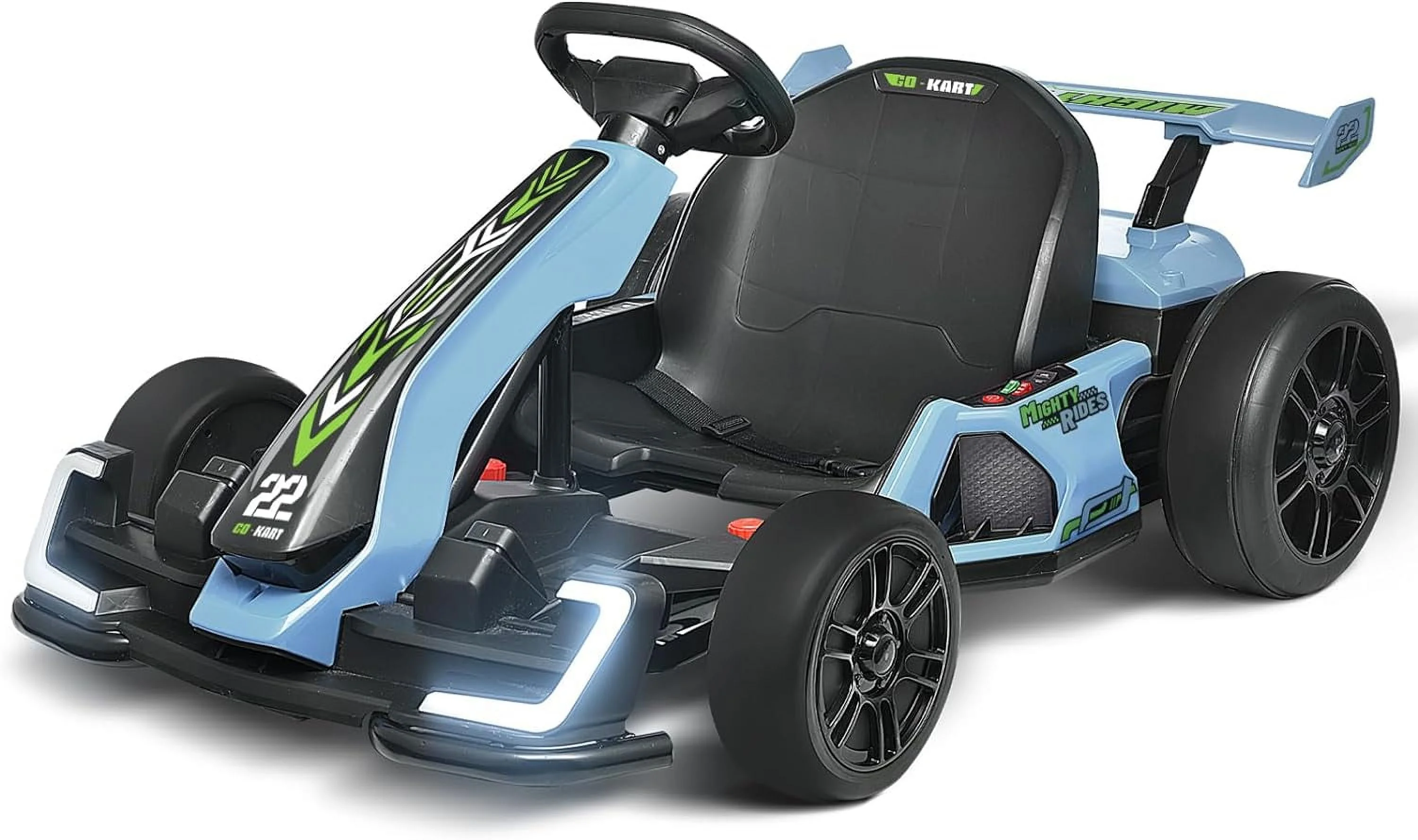 Blitzshark 24 V Kids Go Kart 300W Powerful Electric Pedal Go Kart, with Drift/Sports Mode, EVA Tires, Brake Pedal, White - Womvr