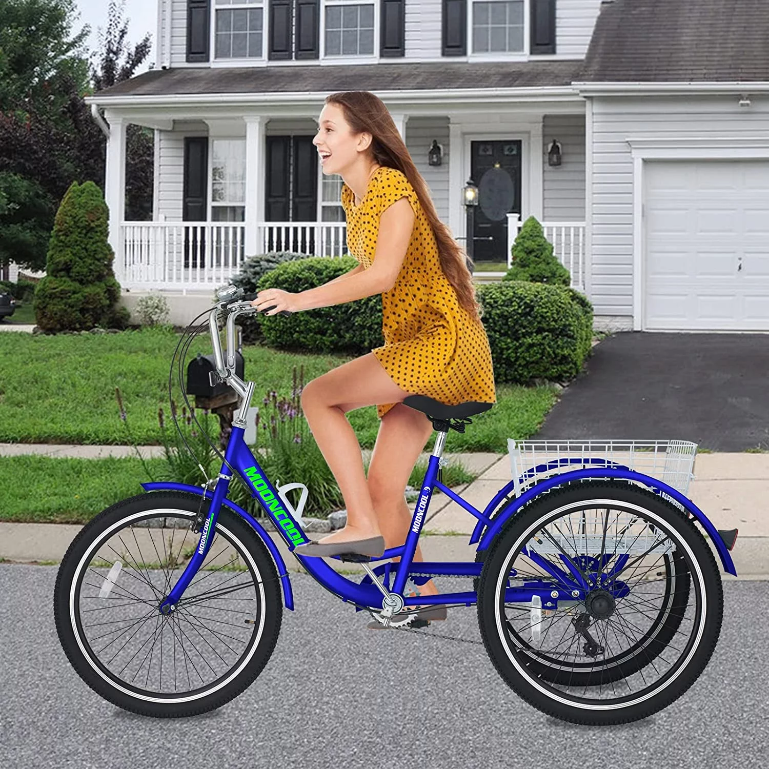 Docred Adult Tricycle 7 Speed 24 Inch Three Wheel Bike Cruiser Trike for Men/Women/Seniors - Womvr