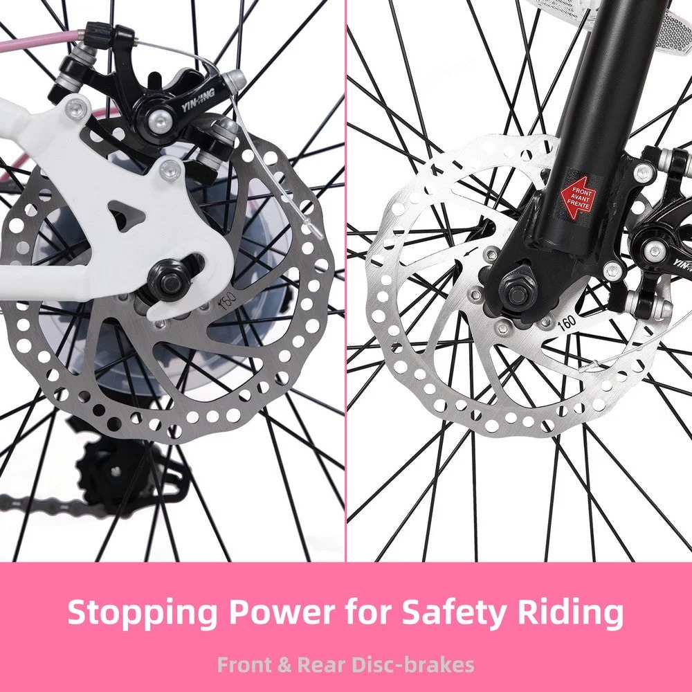 JOYSTAR 20 Inch Mountain Bike for Kids Ages 7-12 Year Old, 3-Inch Wide Knobby Tires, 7 Speed Shimano Drivetrain, Disc Brakes, Fat Tire Kids Bicycles for Boys Girls - Womvr