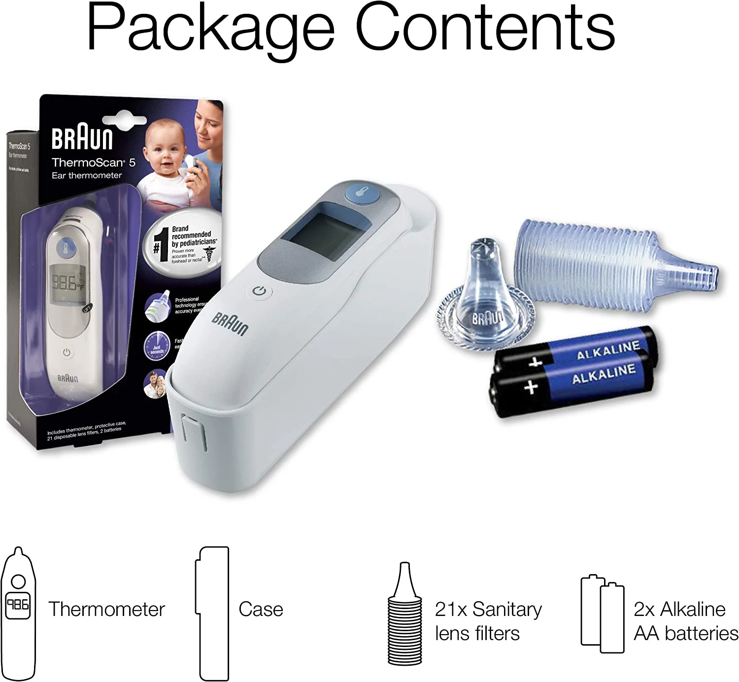 Braun ThermoScan 5 Ear Thermometer Digital Display, All Ages, White, IRT6500US - Womvr