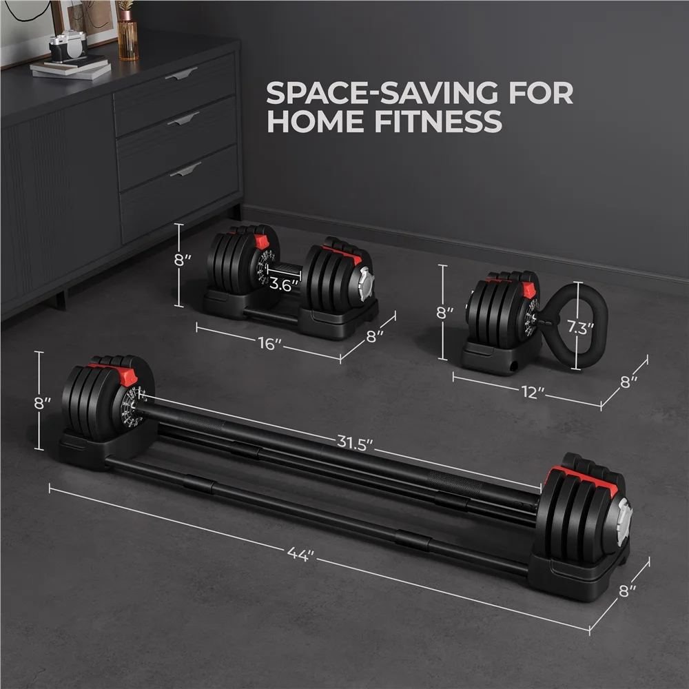 Topeakmart 3-In-1 Dumbbell Weight Set with Anti-Slip Handle, Black - Womvr