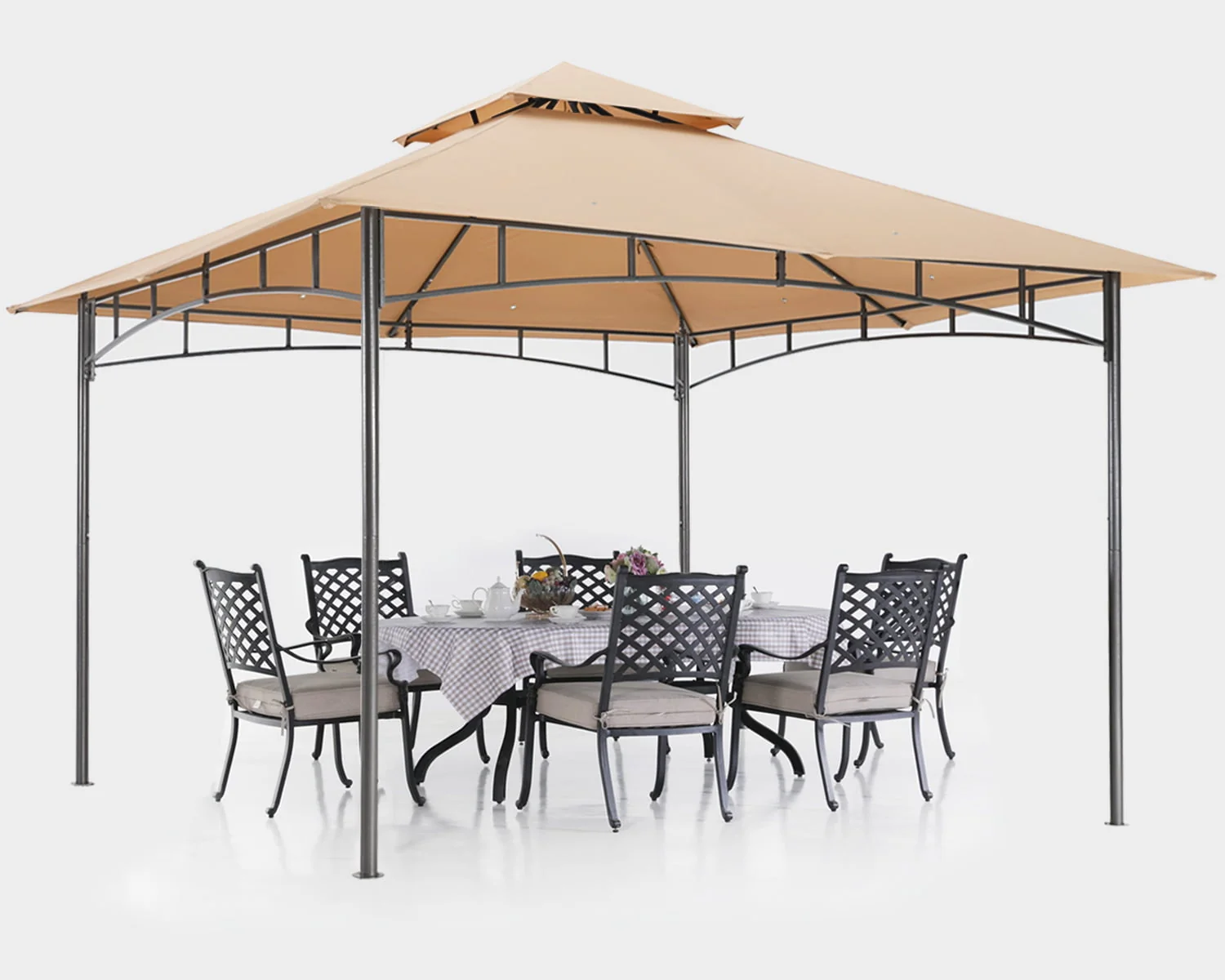 ABCCANOPY 9'x9' Patio Gazebo With Mosquito Netting and Double Soft Roof Canopies for Shade and Rain,Rust Red - Womvr