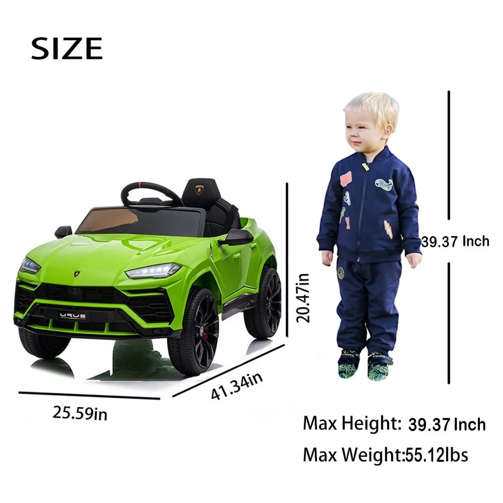 Lamborghini Urus 12V Electric Powered Ride on Car Toys for Girls Boys, Black Kids Electric Vehicles Ride on Toys with Remote Control, Foot Pedal, MP3 Player and LED Headlights, CL61 - Womvr