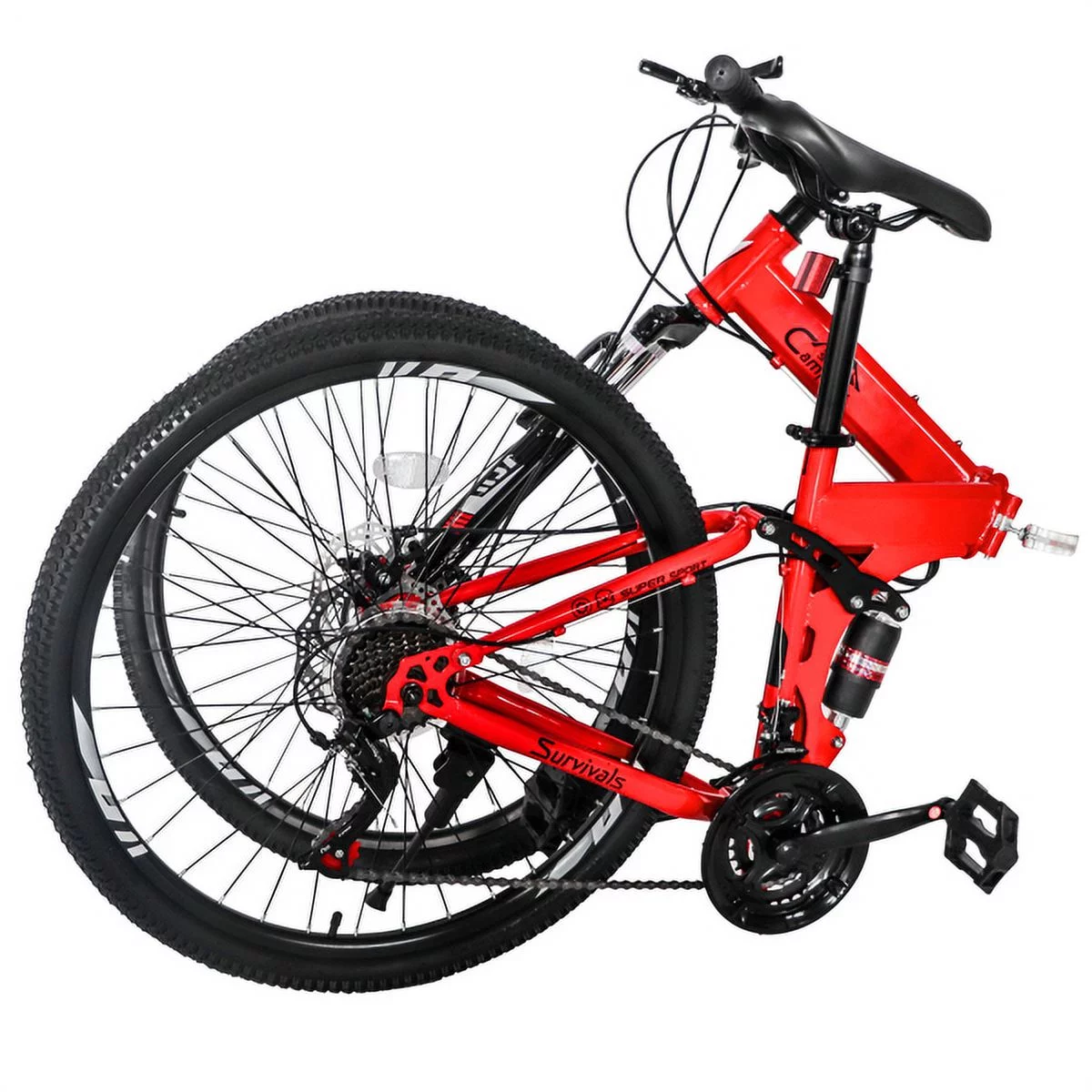 Fithood CamPingSurvivals 26in Land Rover Shimano TX30 High Carbon Steel 100kg 21 Speed ​​Red Black Mountain Bike - Womvr