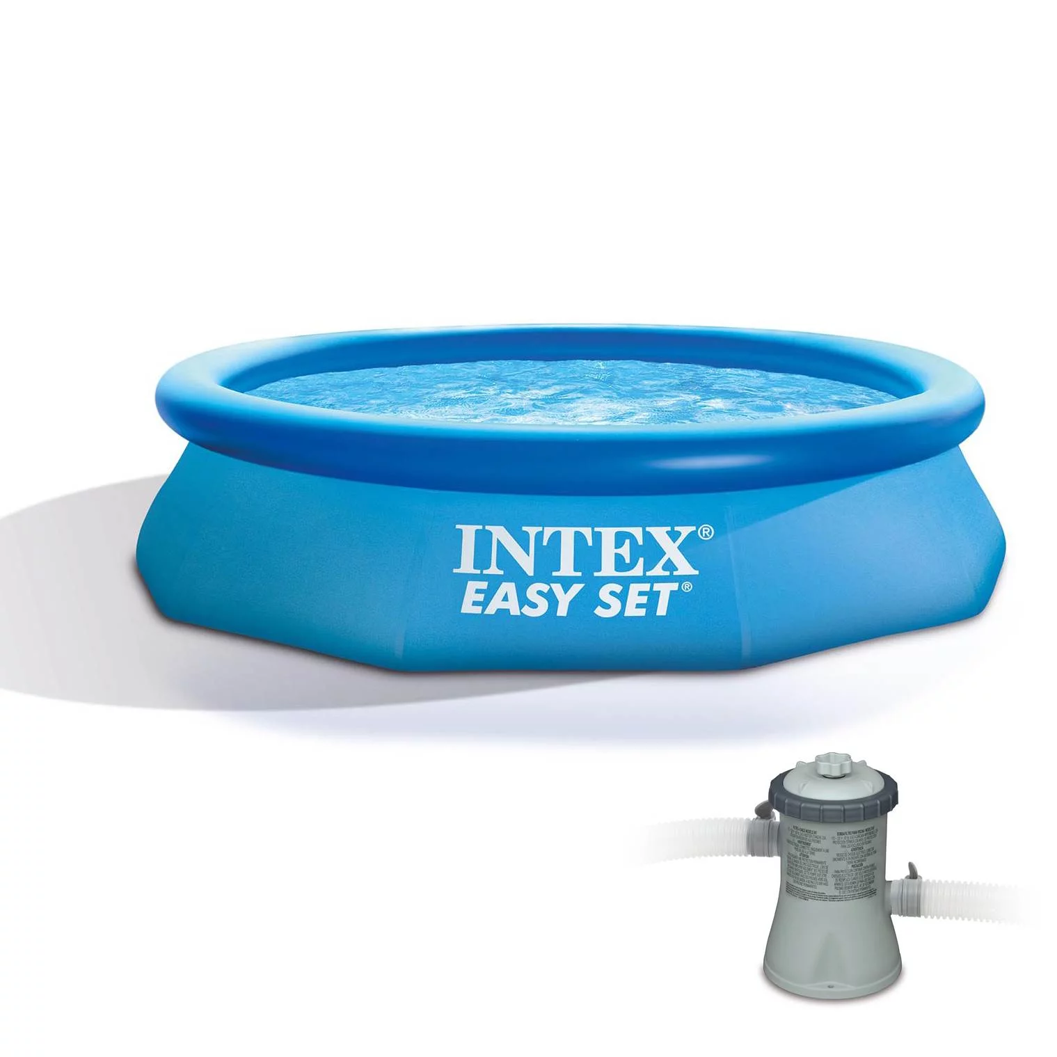 Intex 10ft x 30in Easy Set Above Ground Inflatable Family Swimming Pool & Pump - Womvr